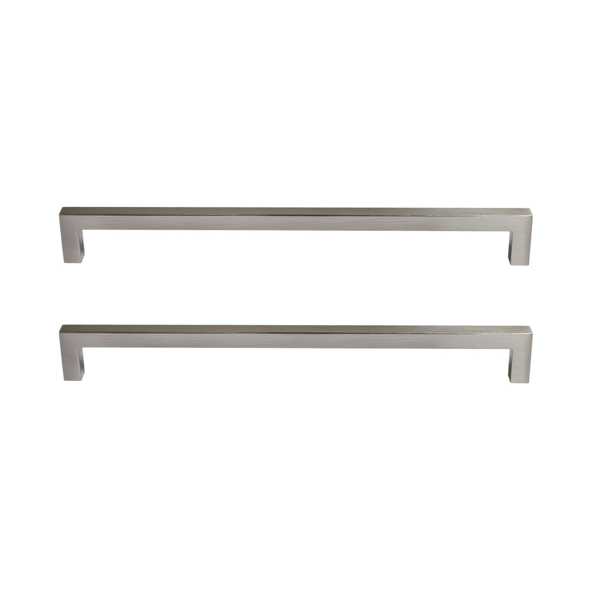 GoodHome Golpar Satin Nickel effect Kitchen cabinets D-shaped Pull handle (L)23.3cm (D)28mm, Pack of 2