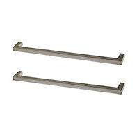 GoodHome Golpar Satin Nickel effect Kitchen cabinets Pull handle (L)23.3cm, Pack of 2