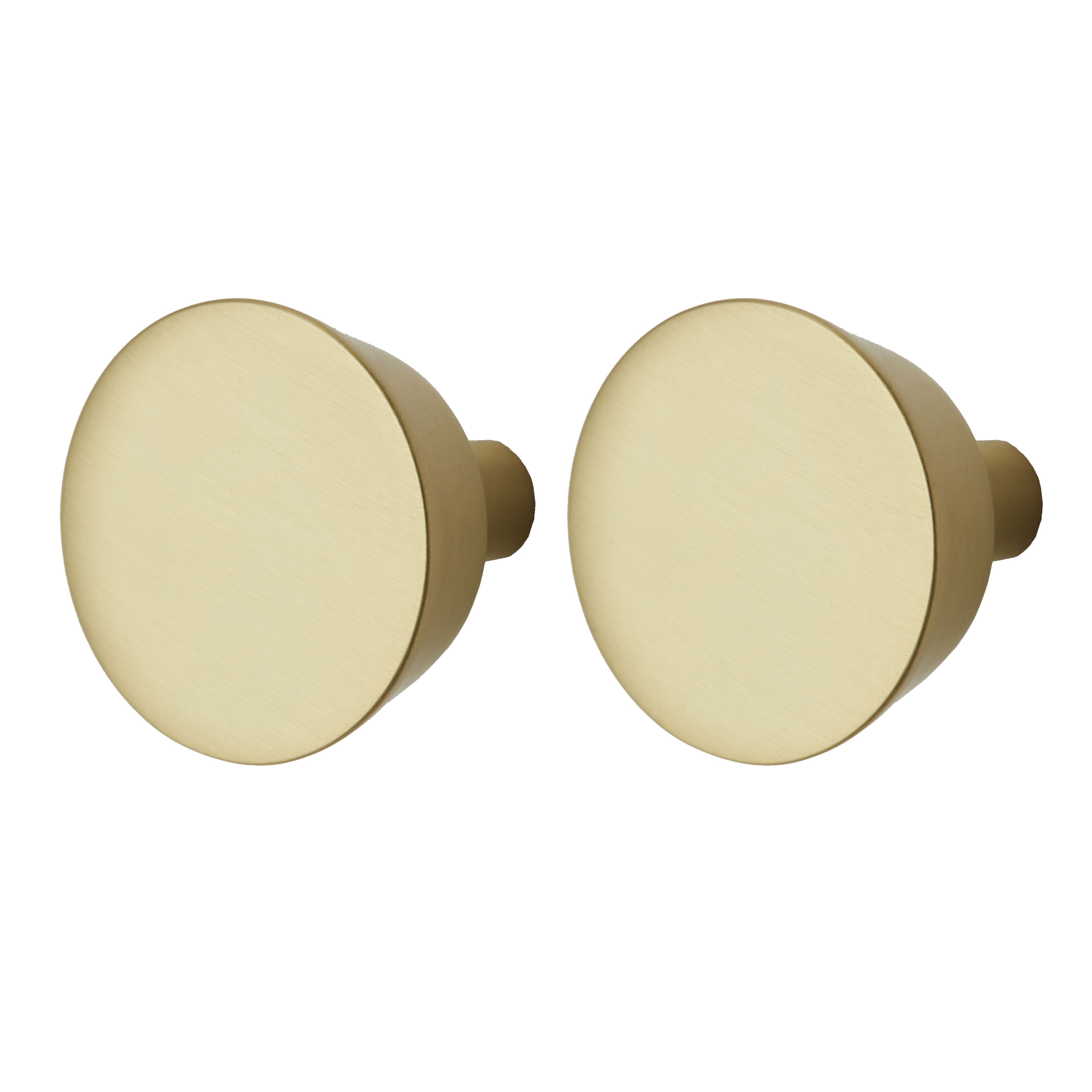 GoodHome Gomasio Brass effect Gold Kitchen cabinets Round Handle (L)2.6cm (D)24mm, Pack of 2