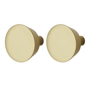 GoodHome Gomasio Brushed Gold Brass effect Round Cabinet Handle (L)26mm, Pack of 2