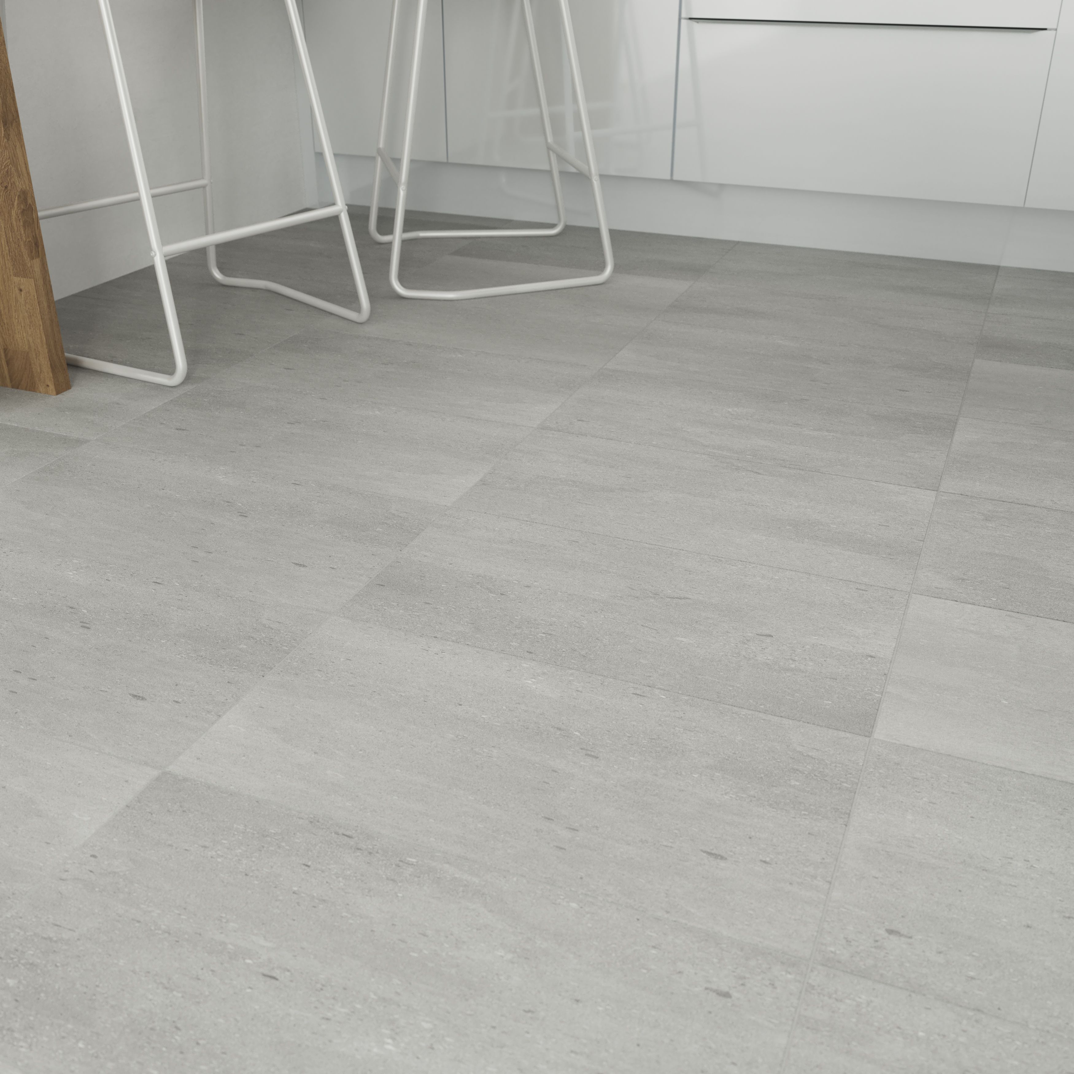 GoodHome Gospel Grey Plain Stone effect Textured Luxury vinyl click Vinyl tile, 1.86m²