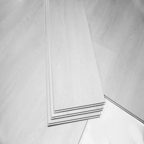 GoodHome Gospel White Wood effect Vinyl tile, 1.96m² Pack of 7