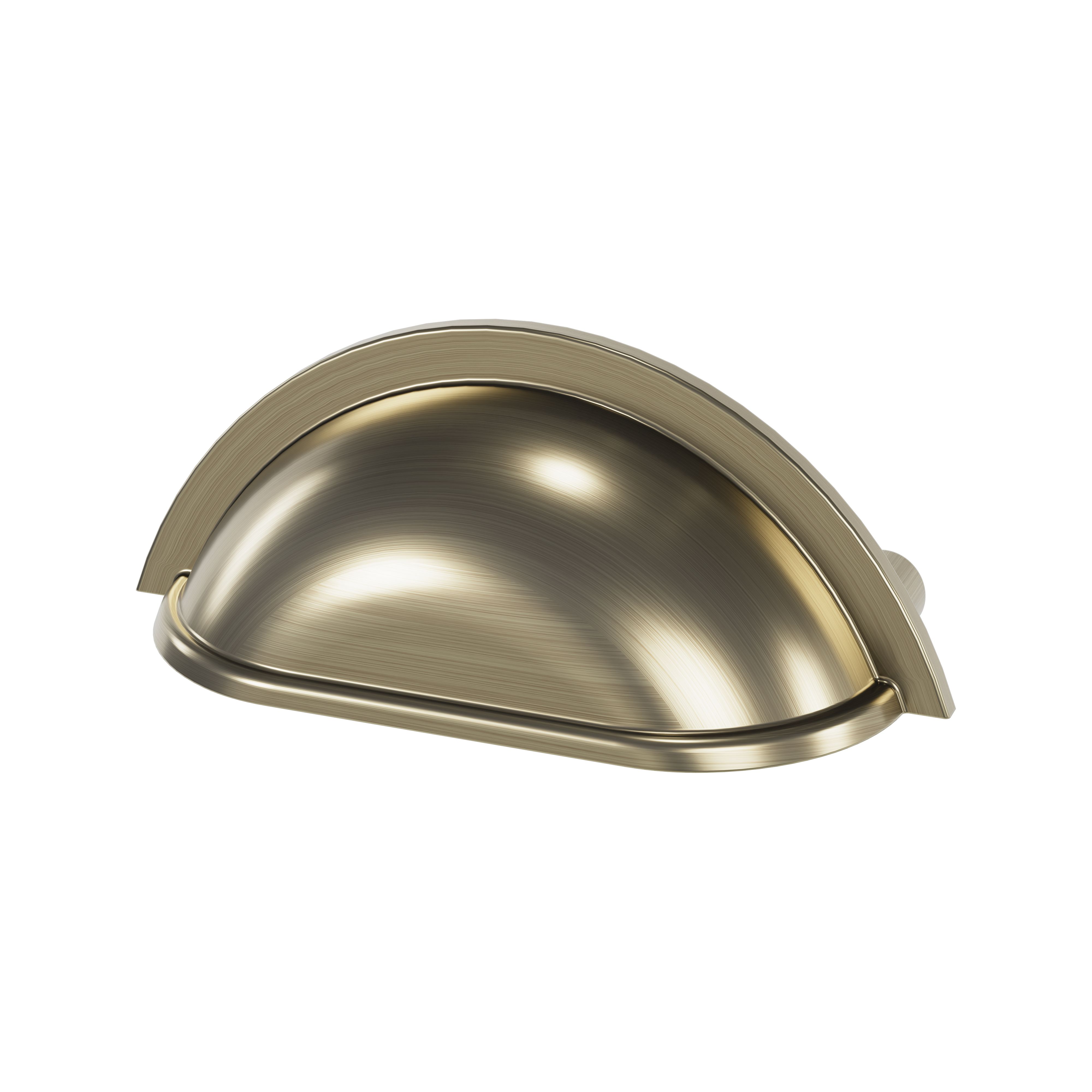 GoodHome Govlin Antique brass effect Any room Cup Pull Handle, (L)81mm x (D)30mm, Pack of 6