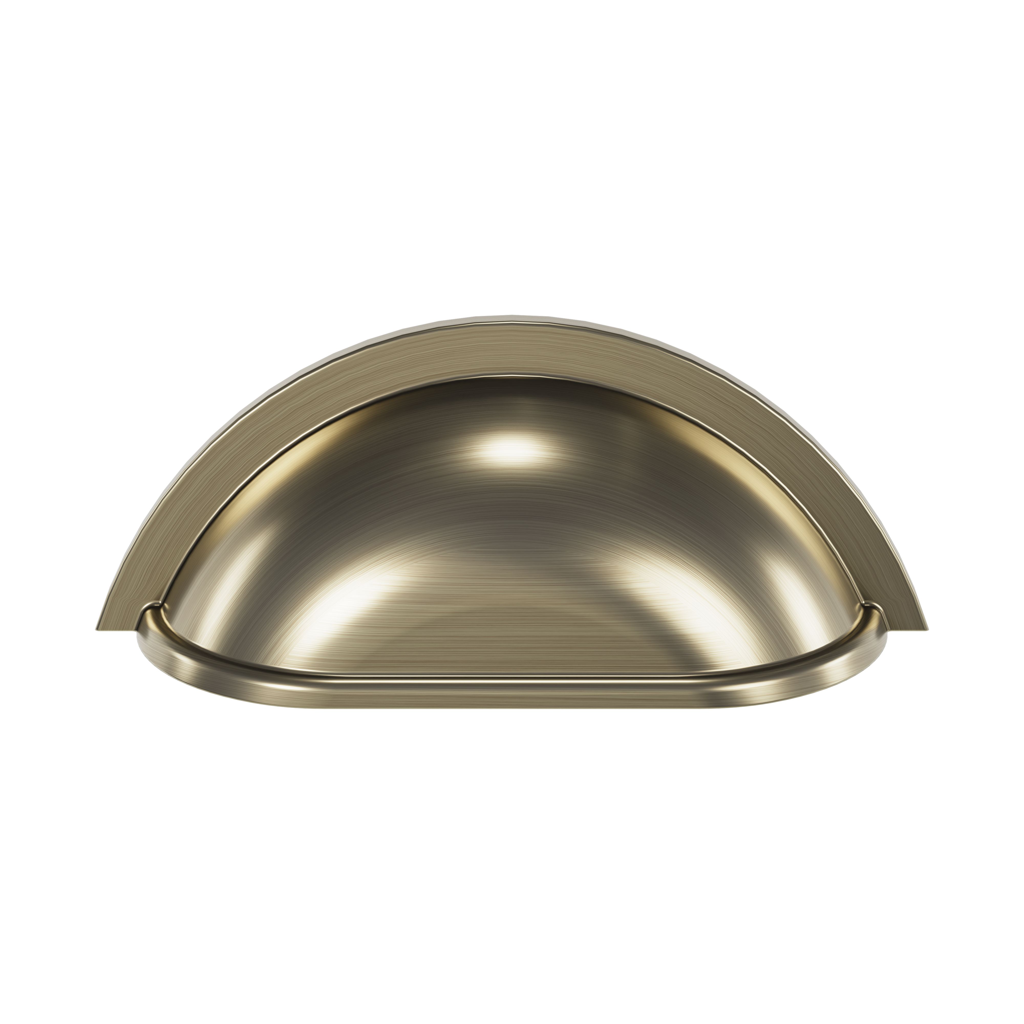 GoodHome Govlin Antique brass effect Any room Cup Pull Handle, (L)81mm x (D)30mm, Pack of 6