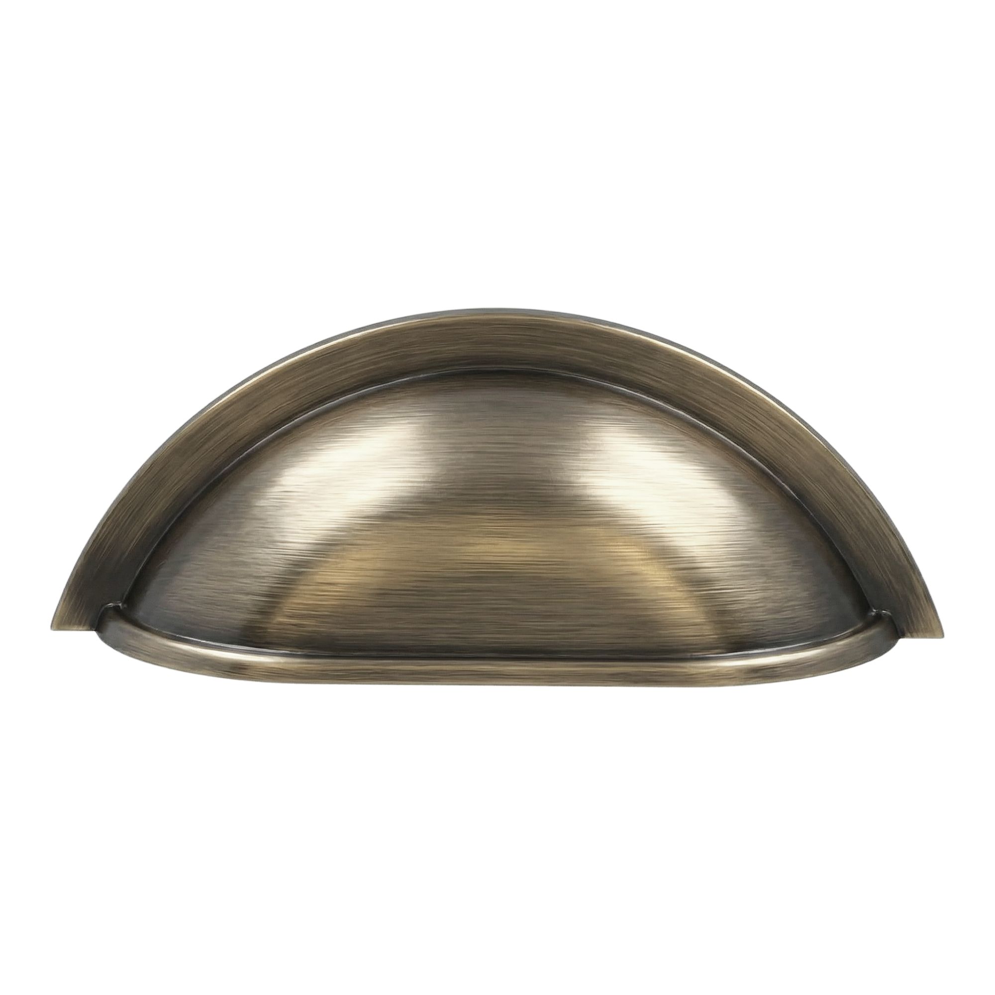 GoodHome Govlin Antique brass effect Any room Cup Pull Handle, (L)81mm x (D)30mm, Pack of 6