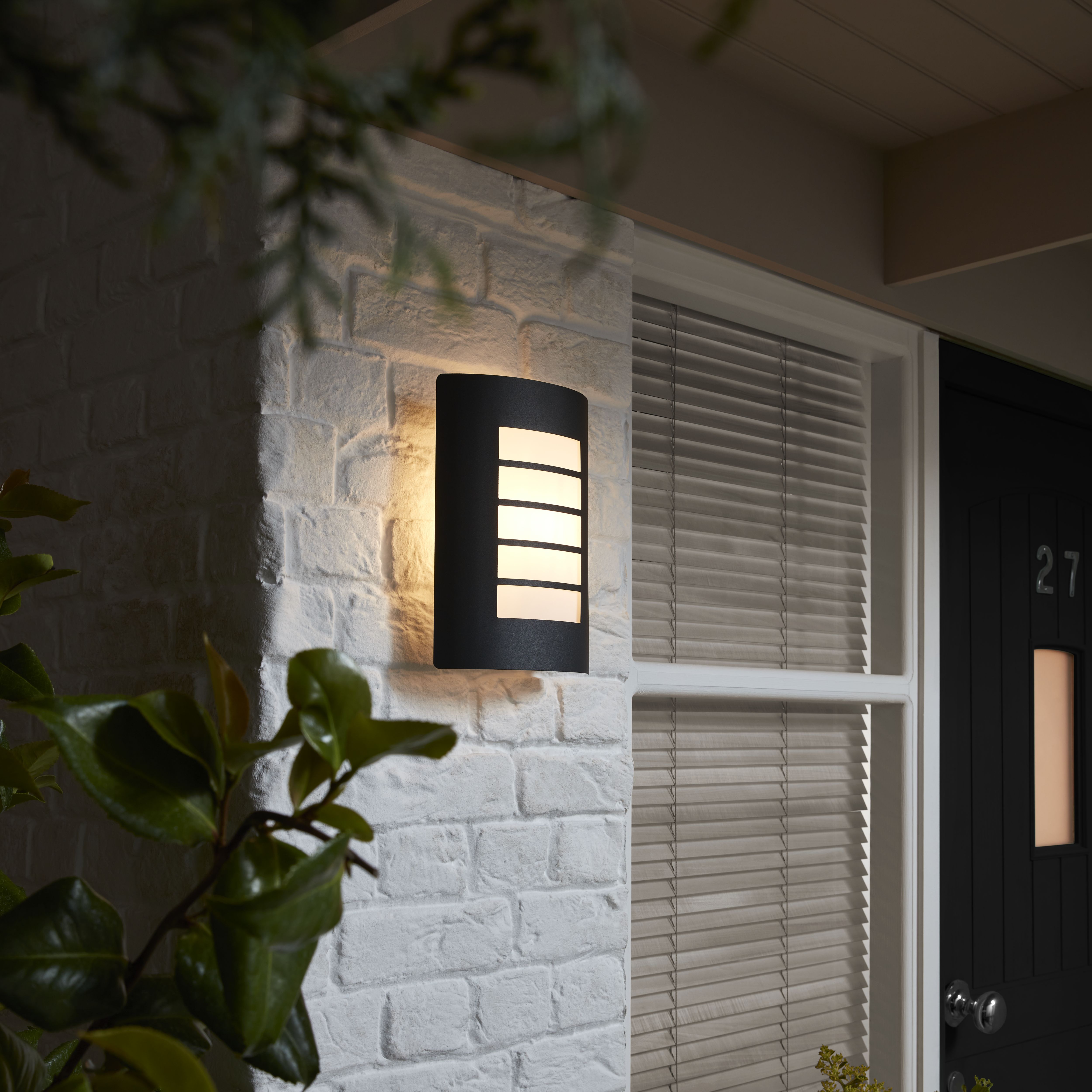 GoodHome Grandy Fixed Matt Dark Grey Mains-powered Outdoor Wall light