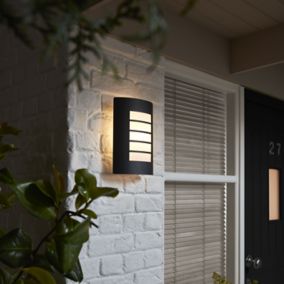 GoodHome Grandy Fixed Matt Dark Grey Mains-powered Outdoor Wall light