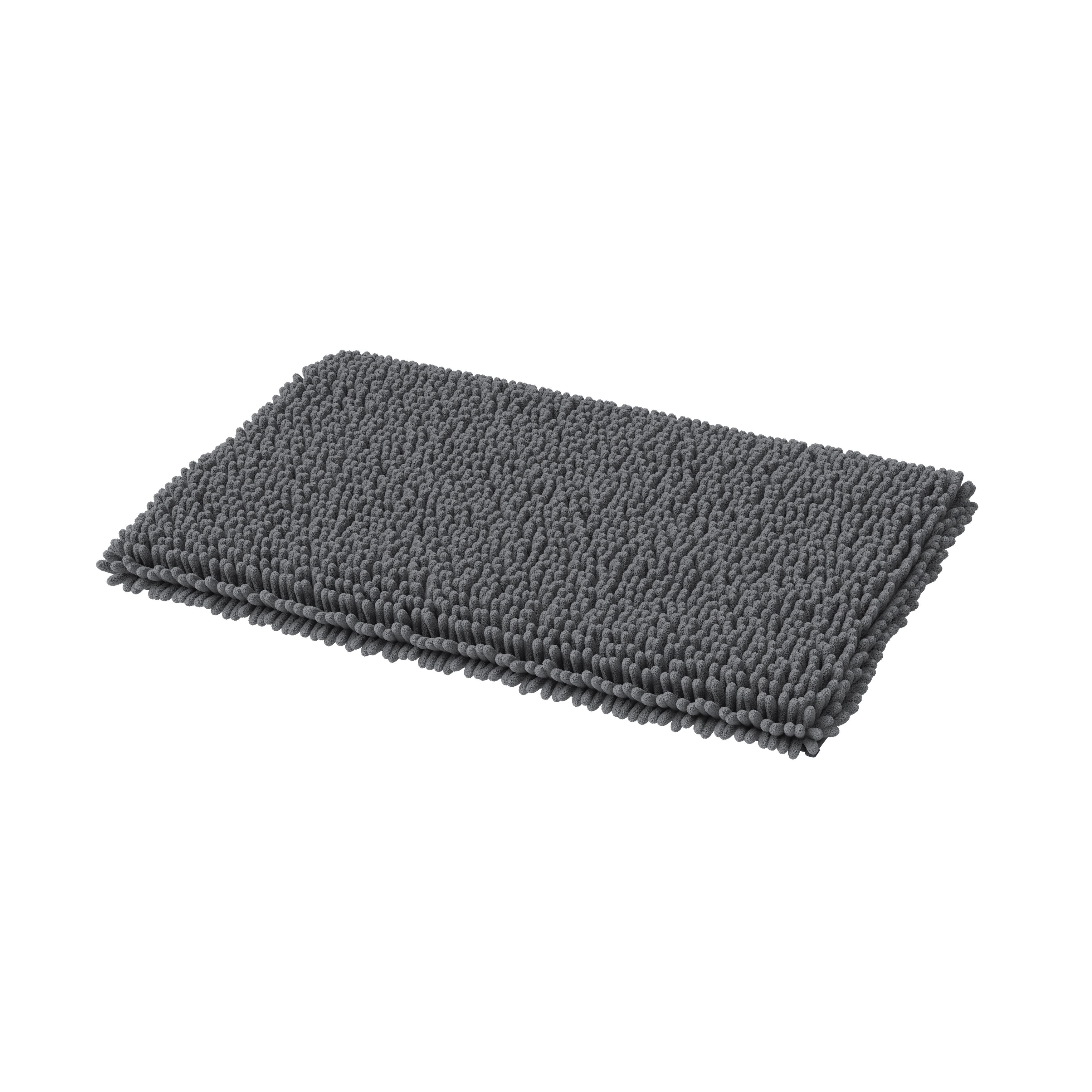 GoodHome Graphene Anthracite Polyester Anti-slip Bath mat (L)800mm (W ...