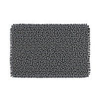 GoodHome Graphene Anthracite Polyester Anti-slip Bath mat (L)800mm (W)500mm