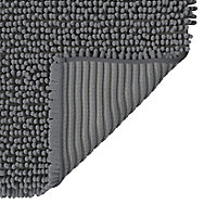 GoodHome Graphene Anthracite Polyester Anti-slip Bath mat (L)800mm (W)500mm