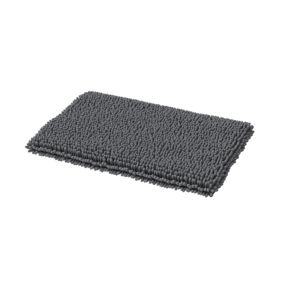 GoodHome Graphene Anthracite Rectangular Bath mat (L)80cm (W)50cm