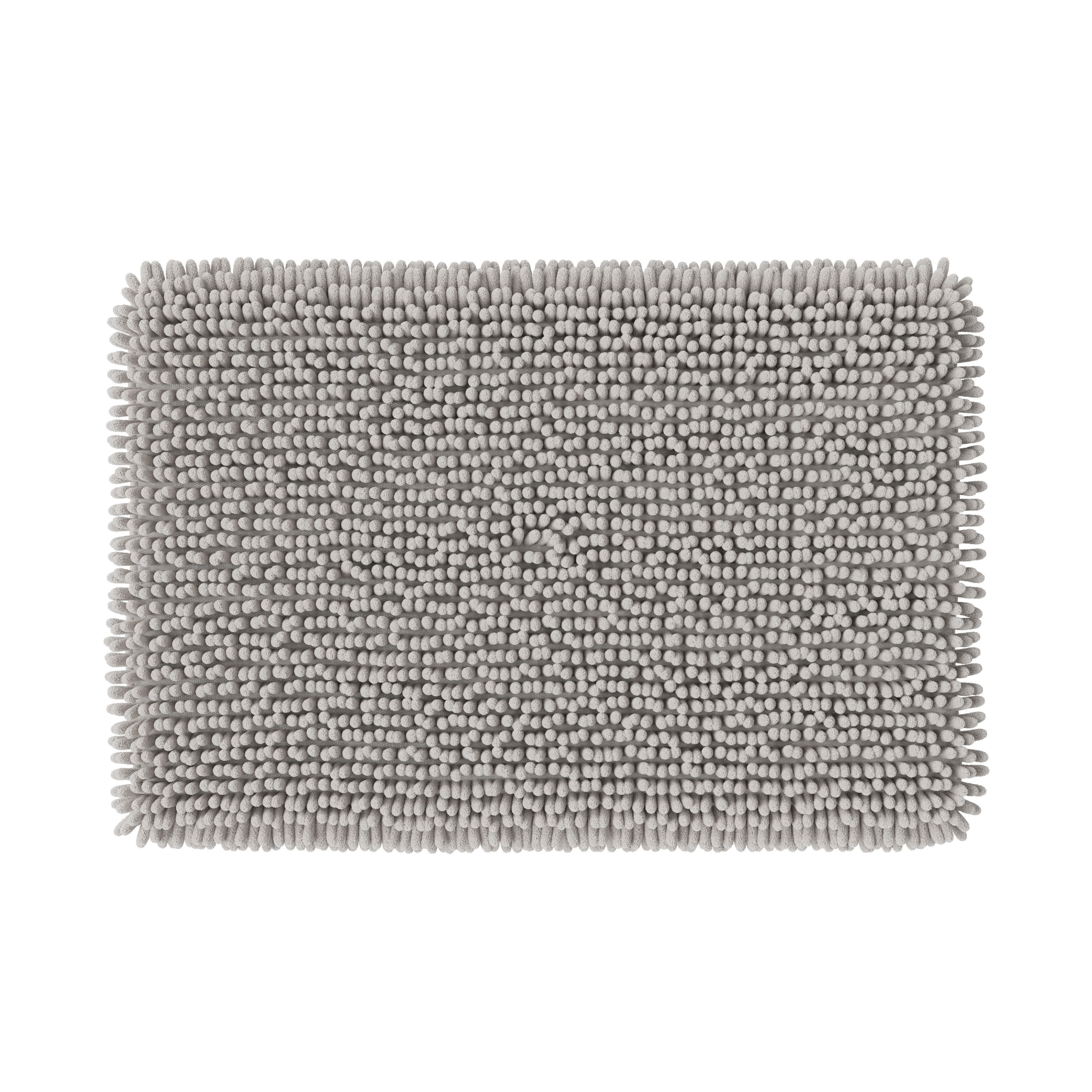 GoodHome Graphene Stone grey Rectangular Bath mat (L)80cm (W)50cm