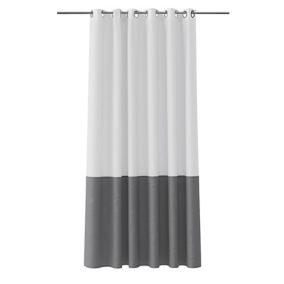 GoodHome Graphene White & anthracite Bicolor Shower curtain (H)180cm (W)180cm