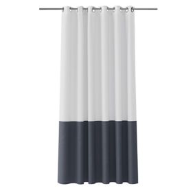 GoodHome Graphene White & midnight blue Bicolor Shower curtain (H)180cm (W)180cm
