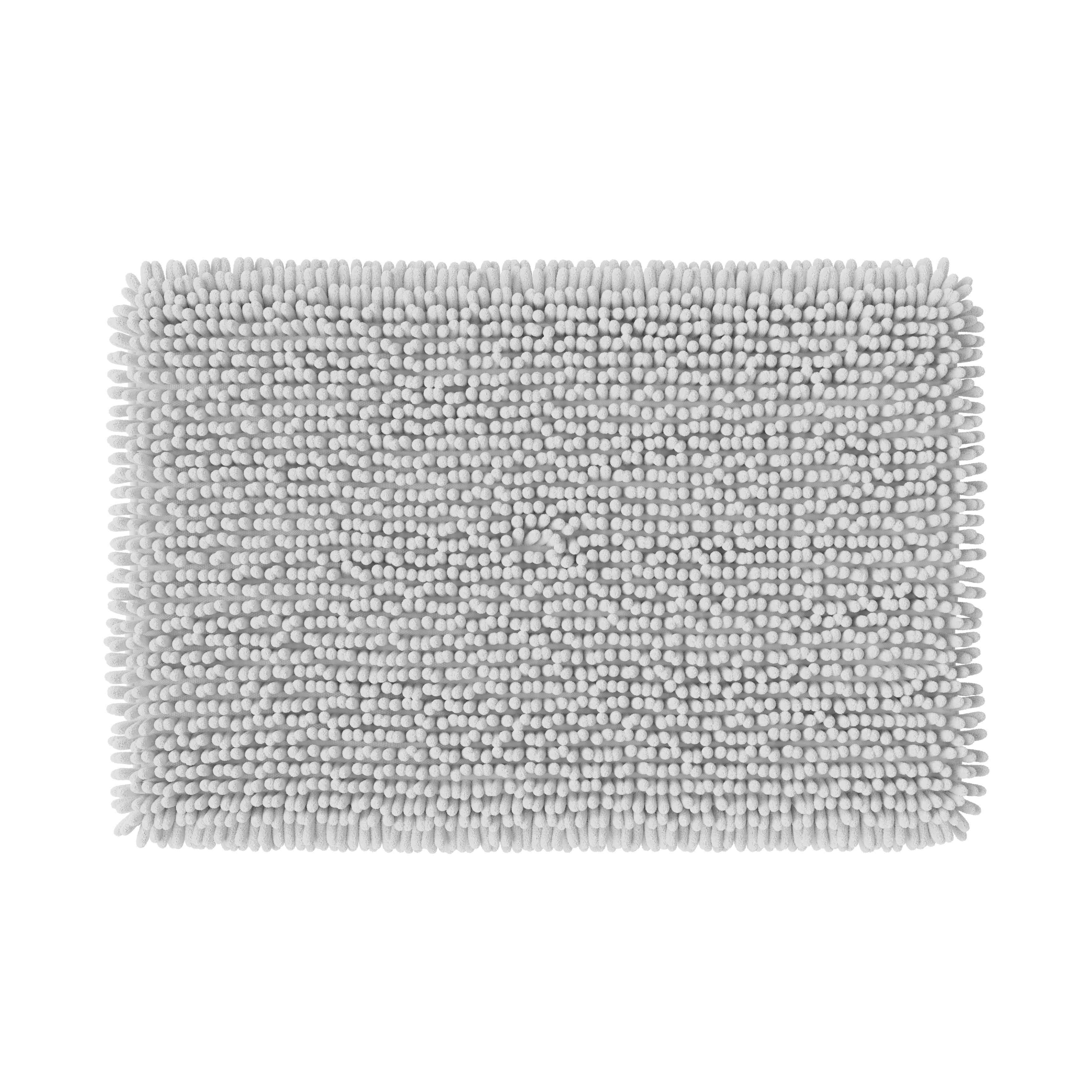 GoodHome Graphene White Rectangular Bath mat (L)80cm (W)50cm