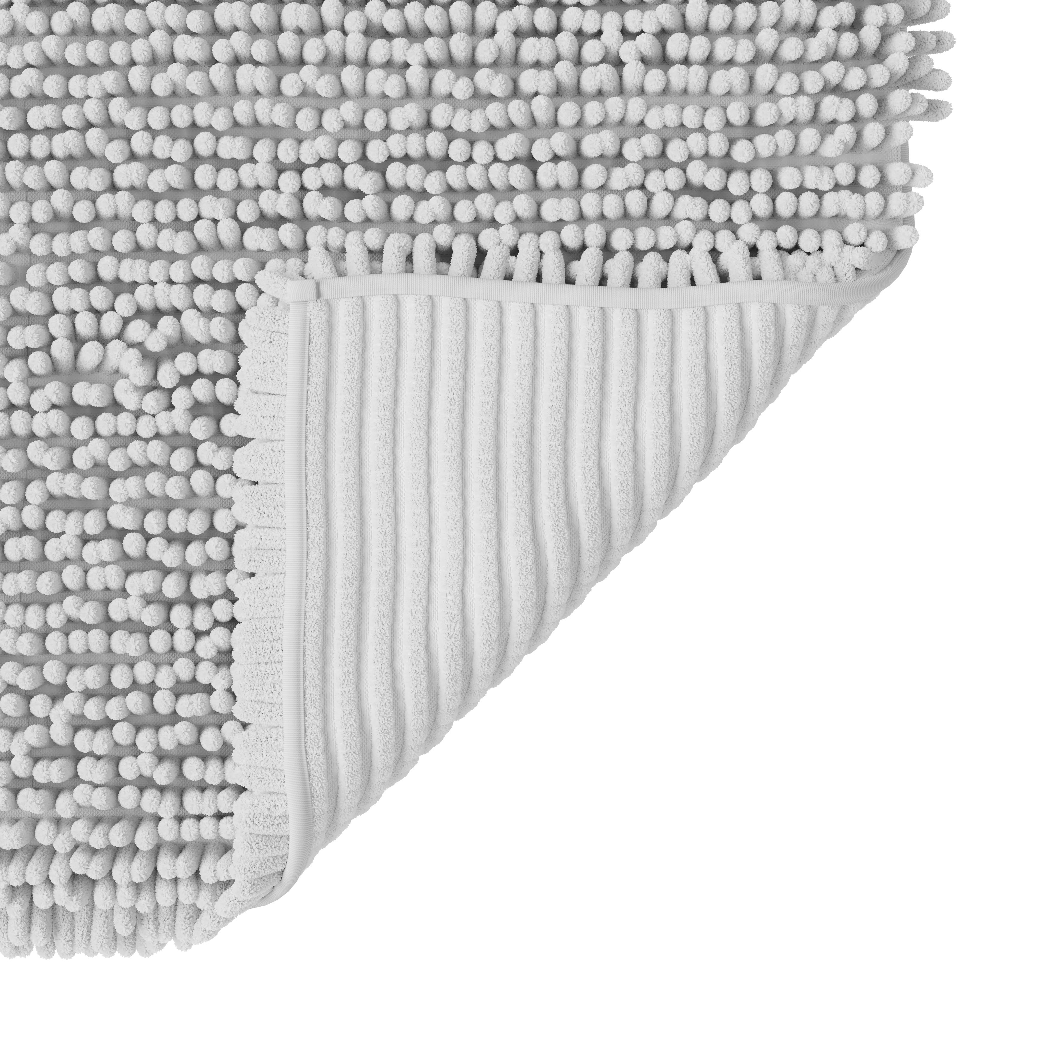 GoodHome Graphene White Rectangular Bath mat (L)80cm (W)50cm
