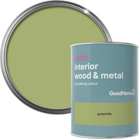 GoodHome Greenhills Satin Metal & wood paint, 750ml