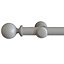 GoodHome Greki Matt Light grey Oak effect Fixed Ball Curtain pole Set, (L)2m (Dia)35mm