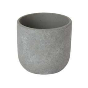 GoodHome Grey Clay Speckle Circular Plant pot (Dia) 10.4cm, (H)9.5cm, 500ml