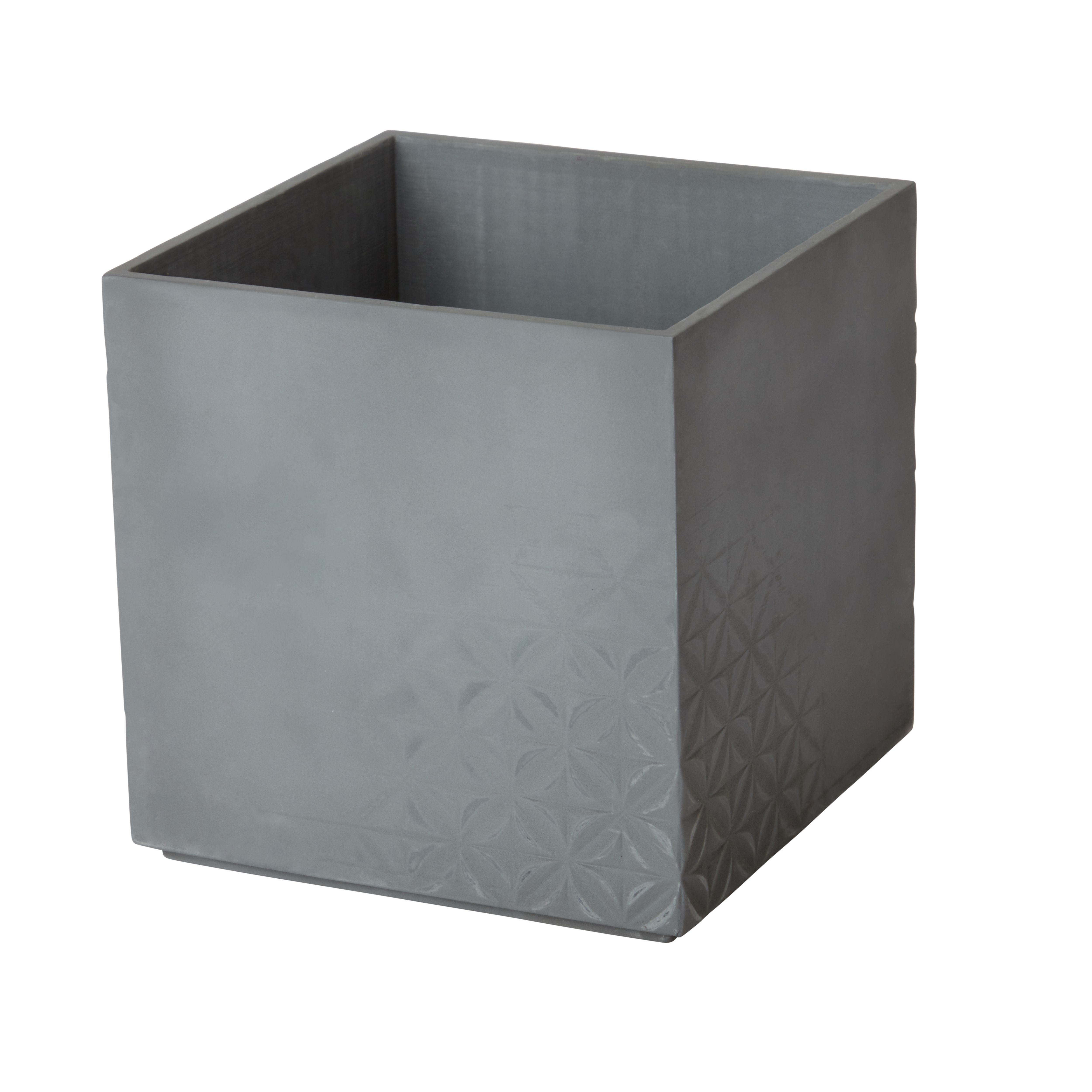GoodHome Grey Concrete effect Plastic Plant pot (Dia) 13.3cm, (H)13cm, 1.41L