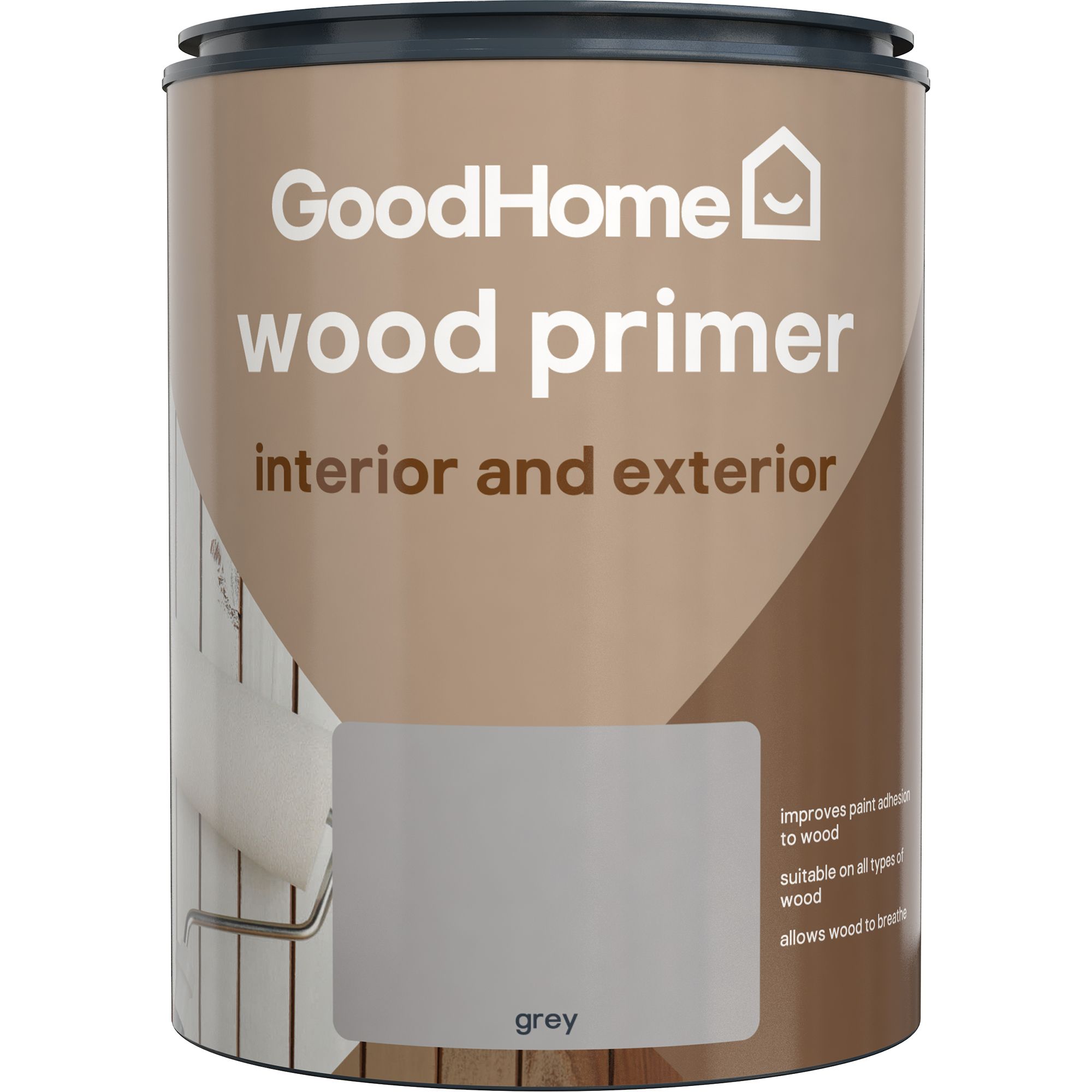 GoodHome Grey Multi-surface Wood Primer & undercoat, 750ml