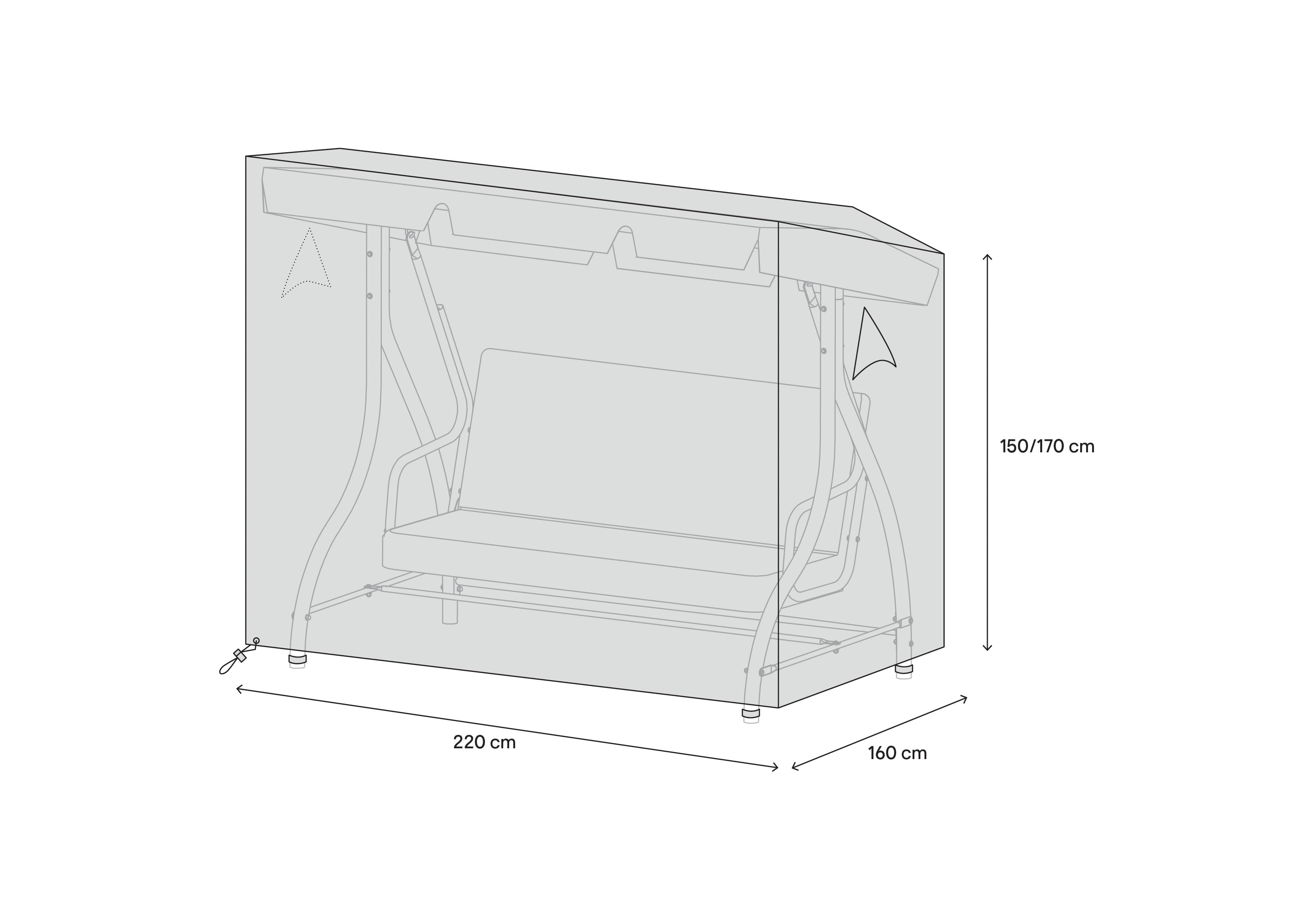 GoodHome Grey Rectangular Swing bench cover 170cm H 160cm W 220cm L