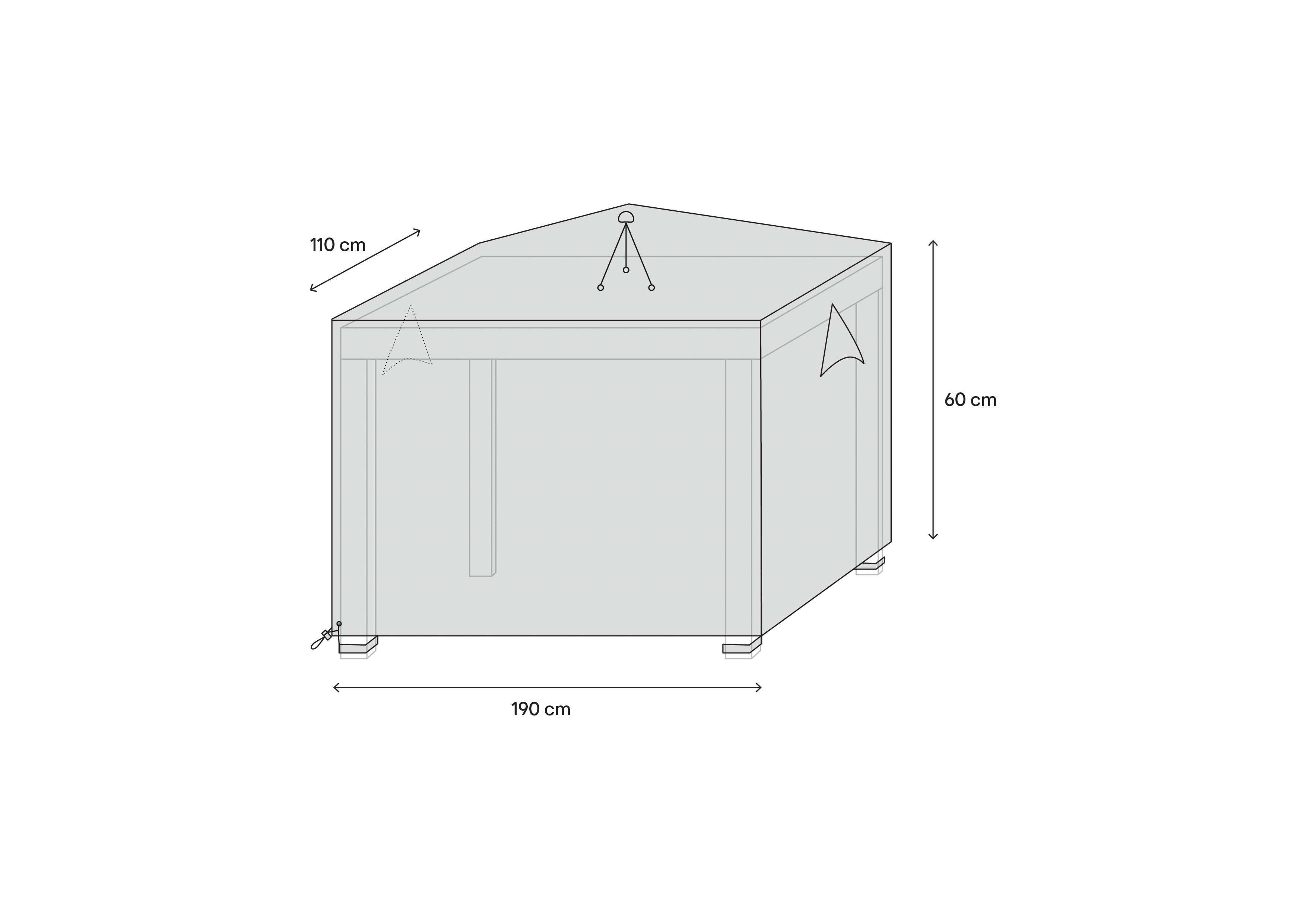 GoodHome Grey Rectangular Table cover (H)60cm (W)110cm 190cm (L)
