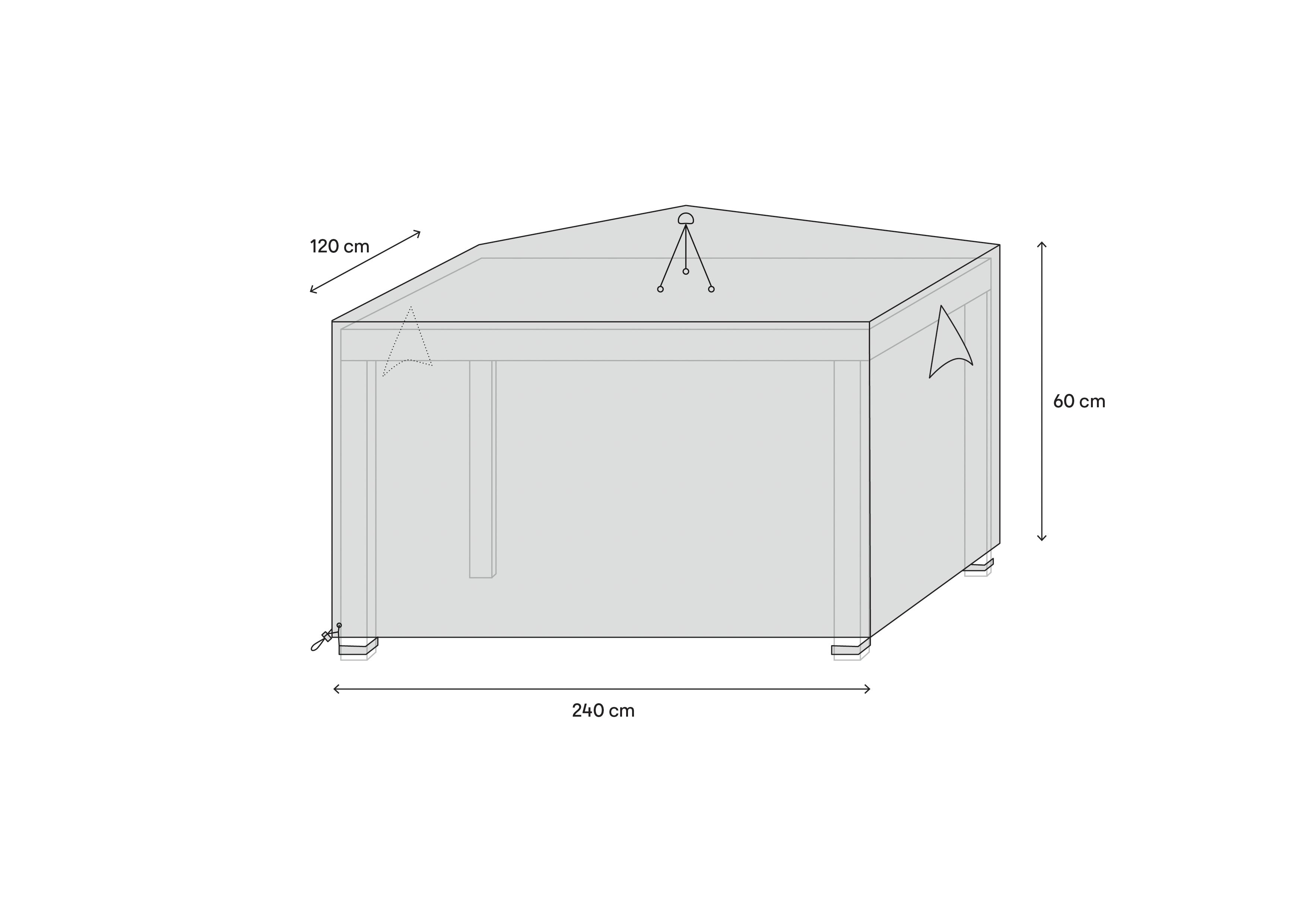 GoodHome Grey Rectangular Table cover (H)60cm (W)120cm 240cm (L)