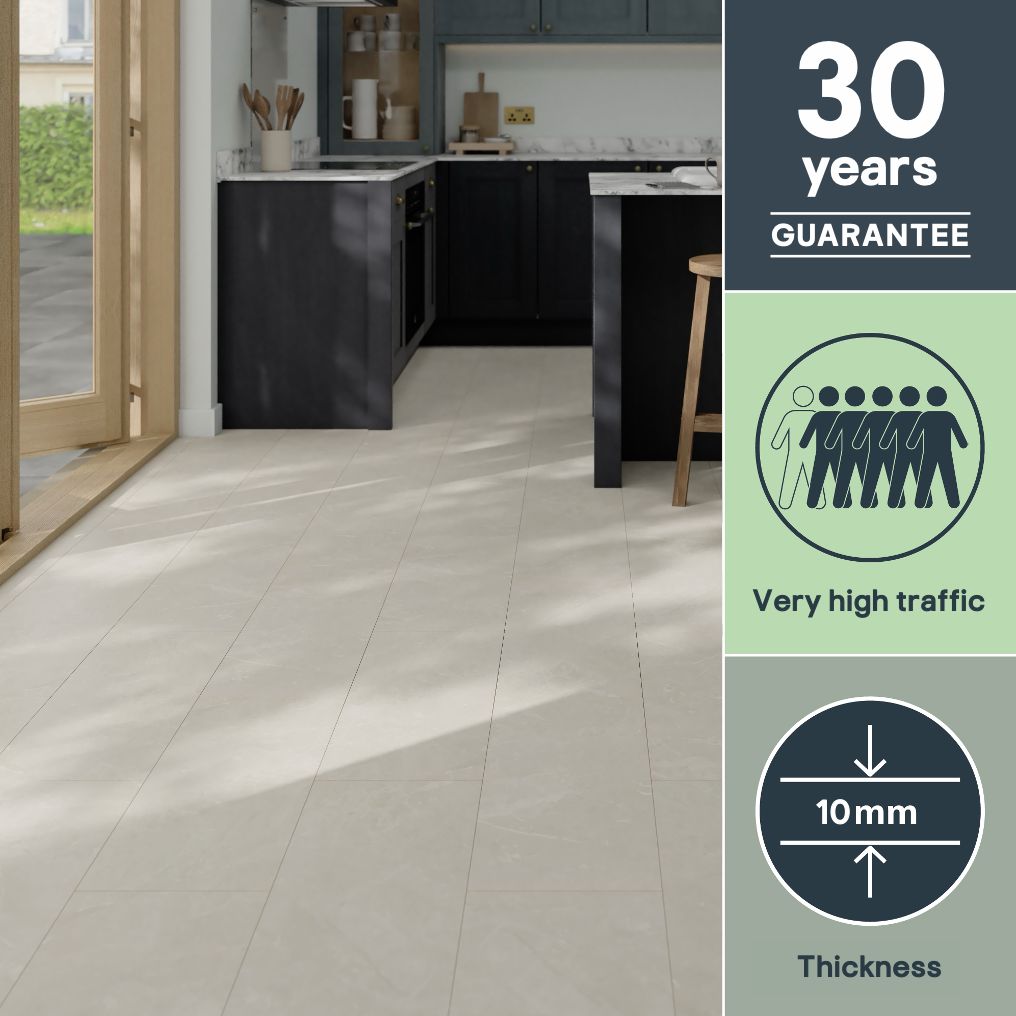GoodHome Grey stone effect Structured Laminate Flooring, 1.86m²