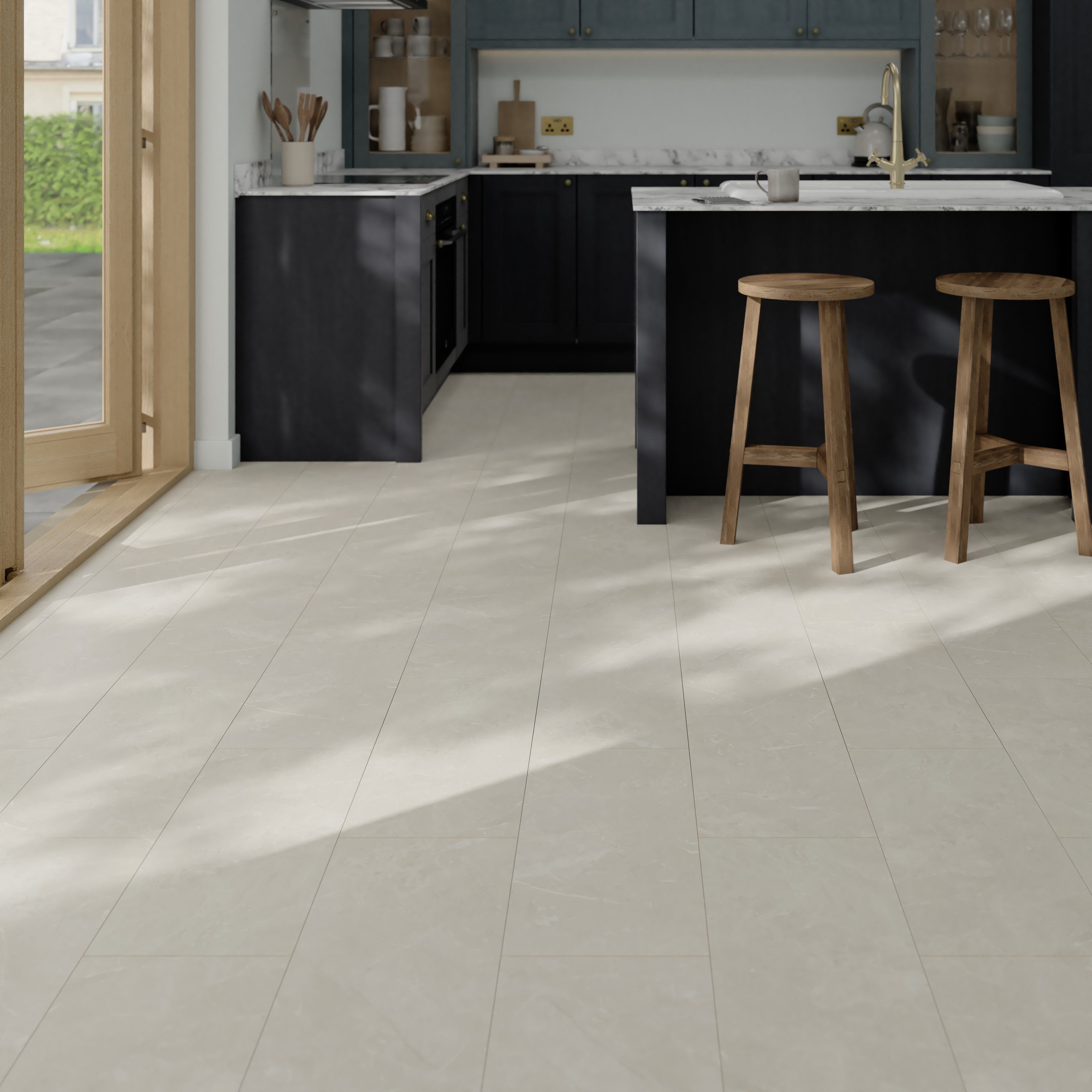 GoodHome Grey stone effect Structured Laminate Flooring, 1.86m²