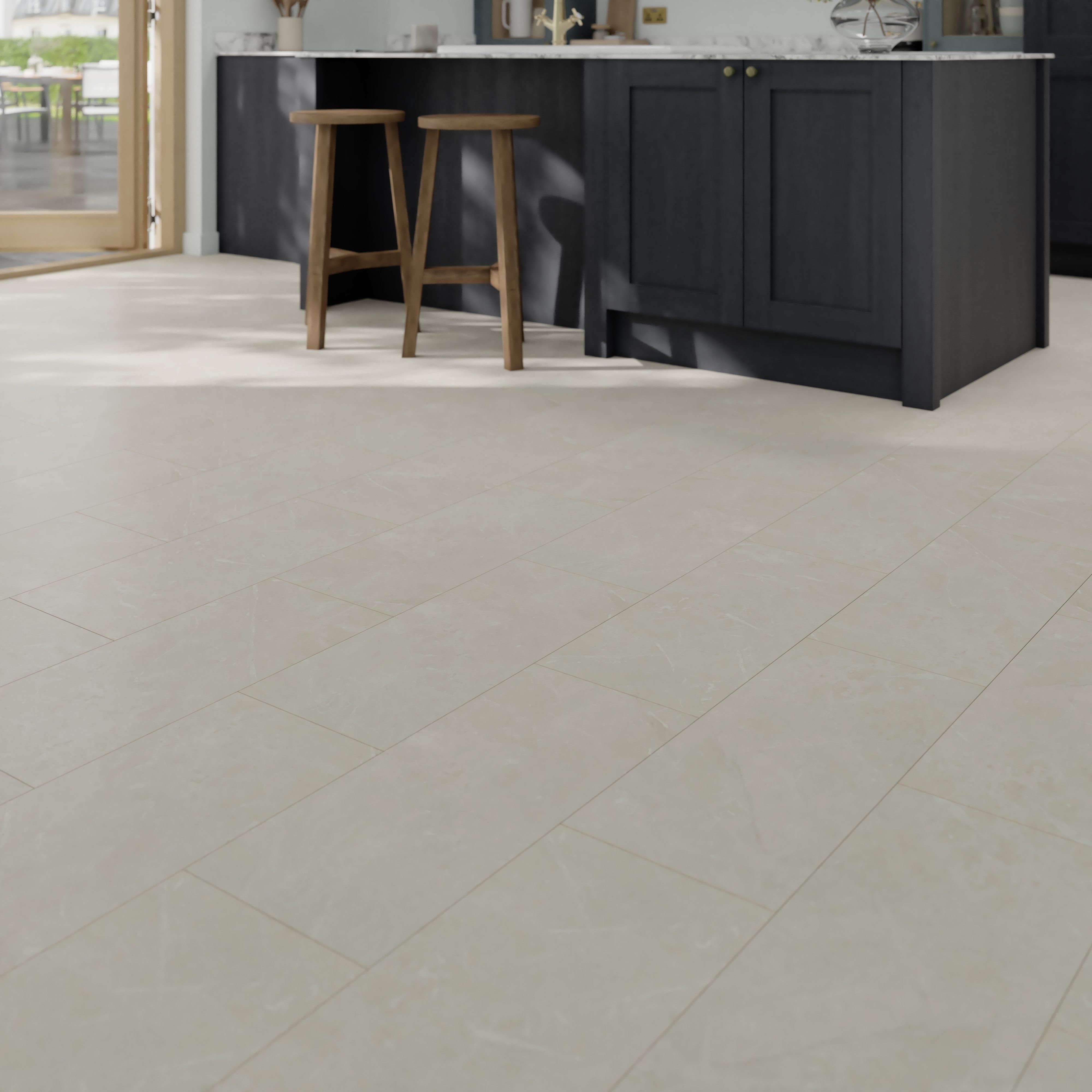 GoodHome Grey stone effect Structured Laminate Flooring, 1.86m²