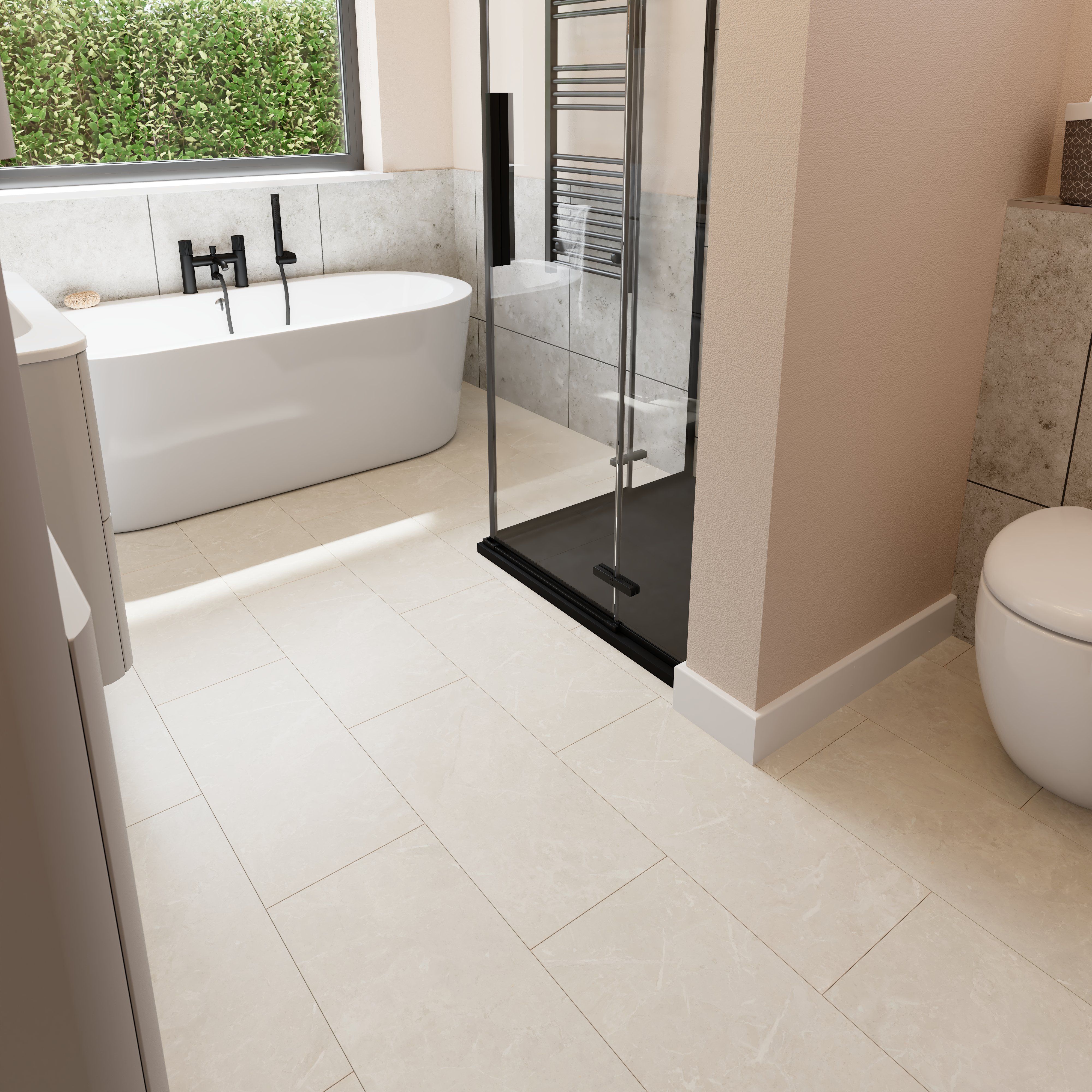 GoodHome Grey stone effect Structured Laminate Flooring, 1.86m²