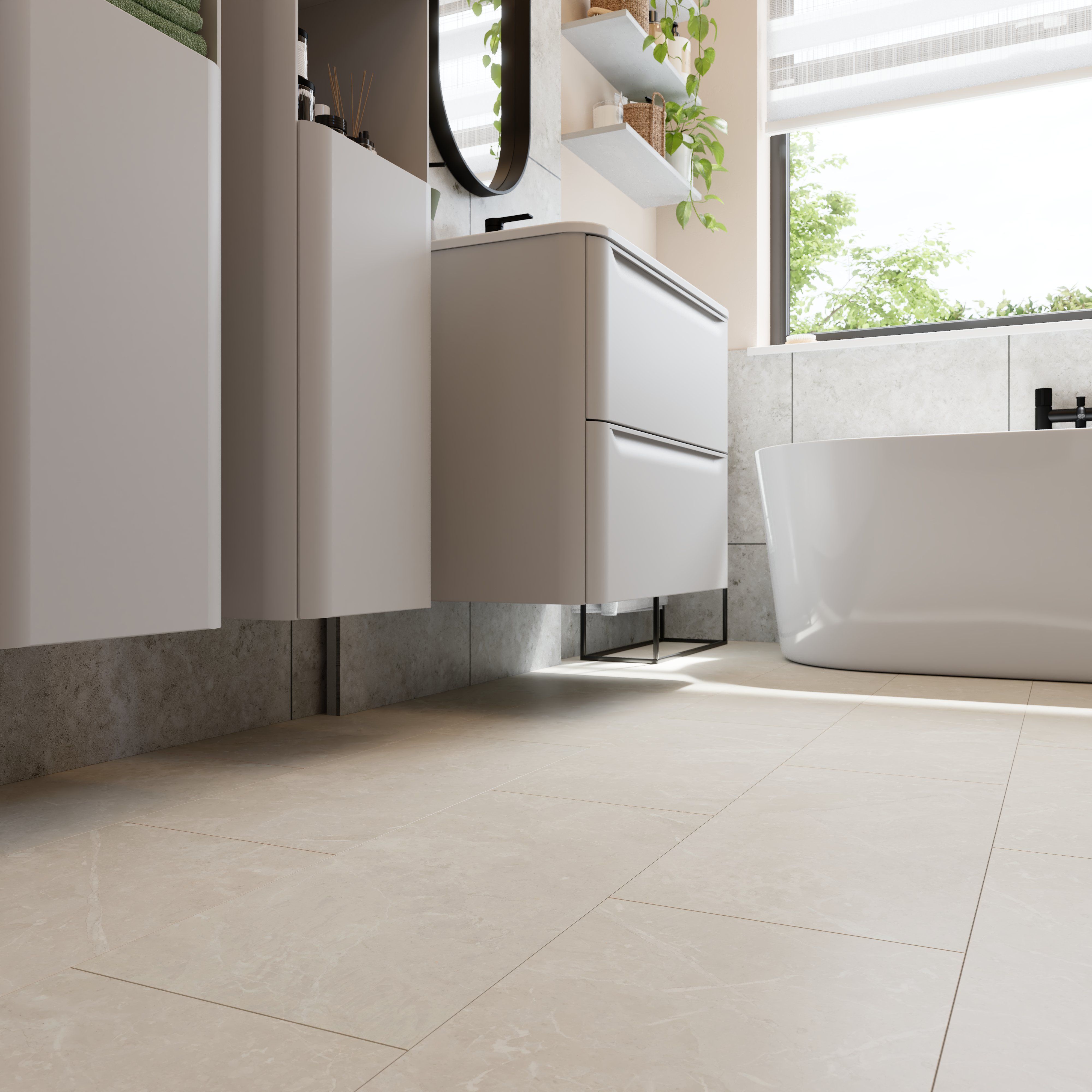 GoodHome Grey stone effect Structured Laminate Flooring, 1.86m²