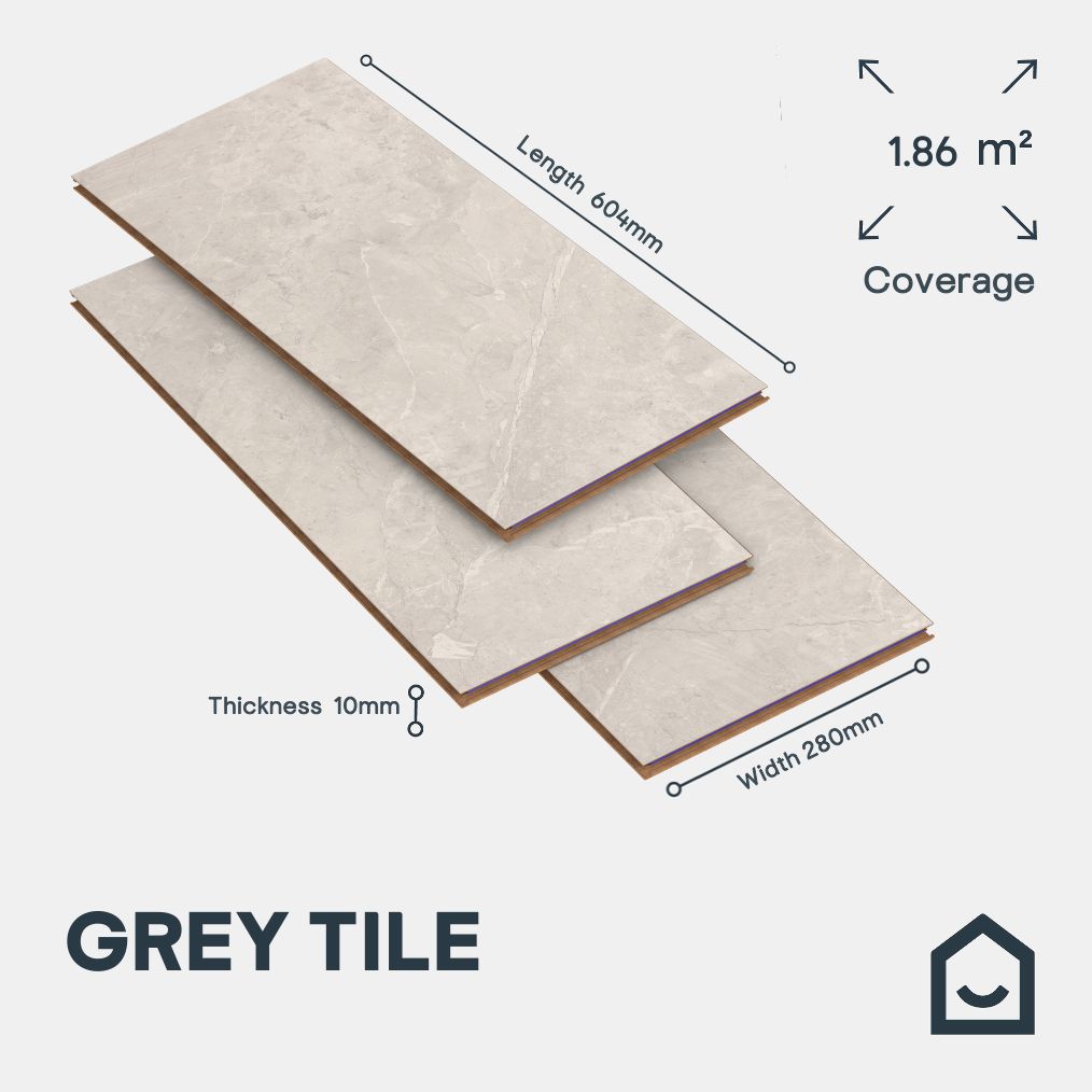 GoodHome Grey stone effect Structured Laminate Flooring, 1.86m²