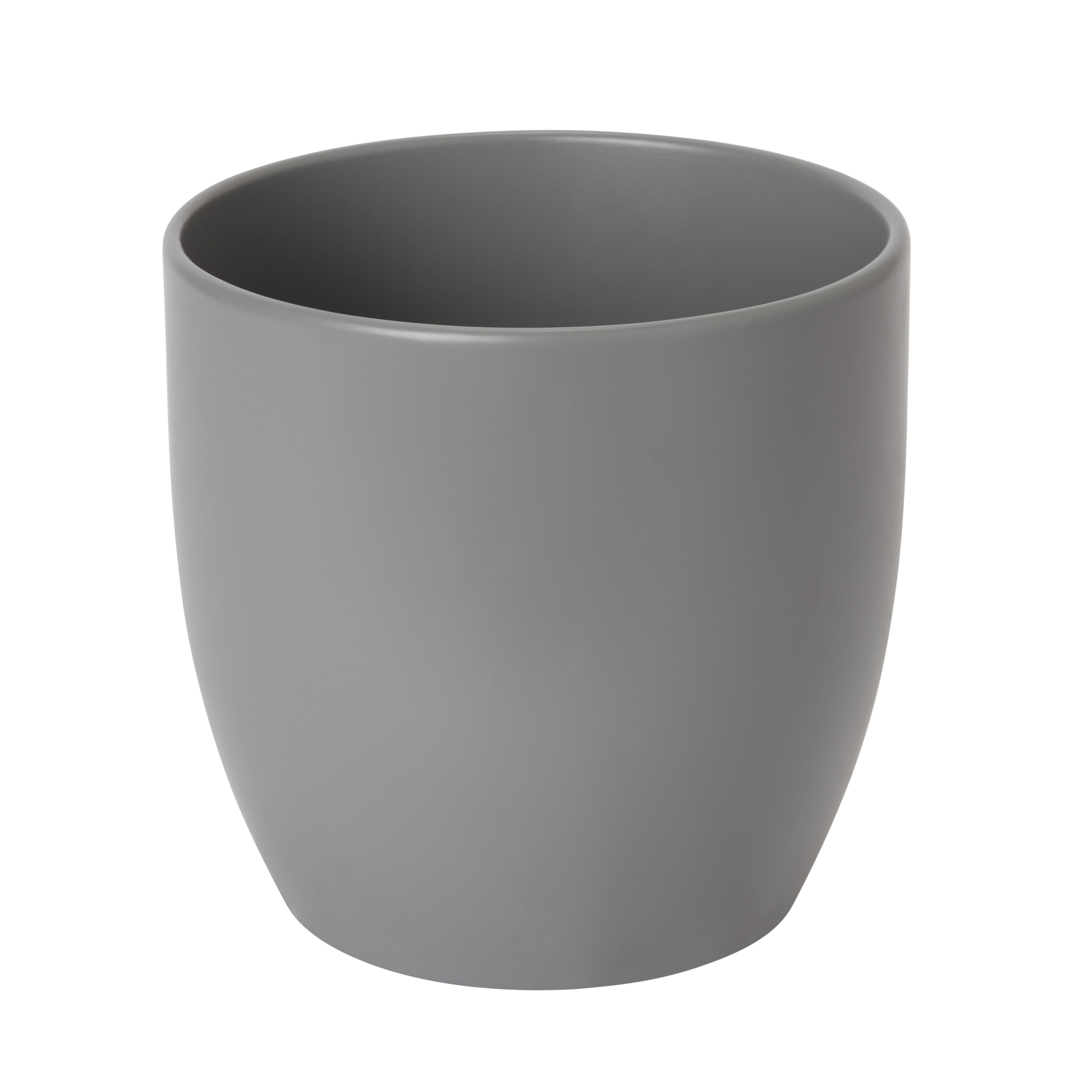 GoodHome Griffin Ceramic Circular Plant pot (Dia) 19.2cm, (H)18.5cm, 4L