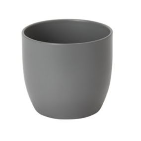 GoodHome Griffin Ceramic Round Plant pot (Dia) 14.4cm, (H)12.5cm, 1.4L