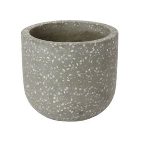 GoodHome Griffin Speckled Circular Plant pot (Dia) 16cm, (H)14cm, 2.3L