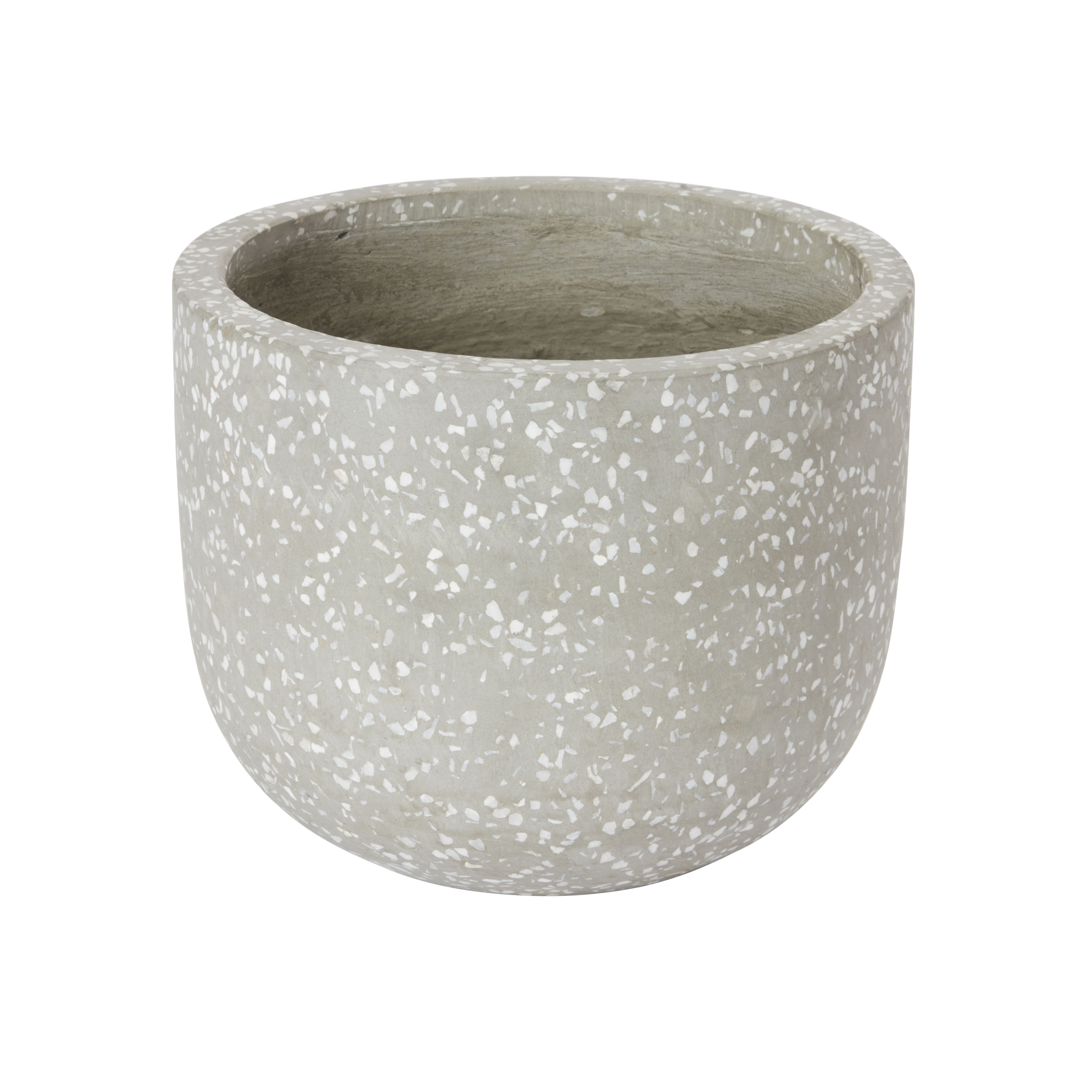 GoodHome Griffin Speckled Circular Plant pot (Dia) 21cm, (H)16.5cm, 5.34L