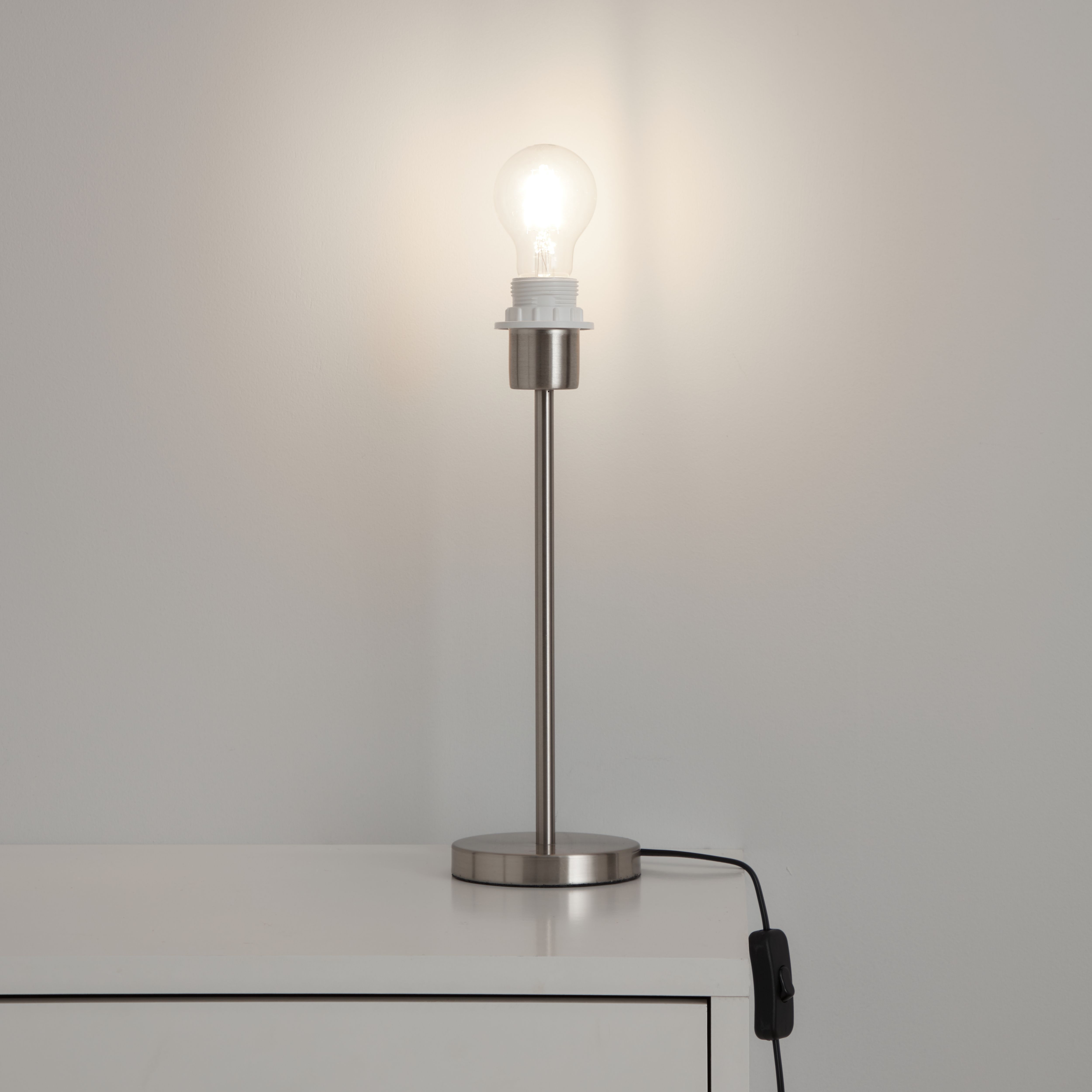 GoodHome Guiterne Brushed Chrome effect Table lamp base