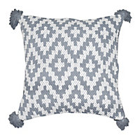 GoodHome Gunnar Grey Geometric Indoor Cushion (L)45cm x (W)45cm