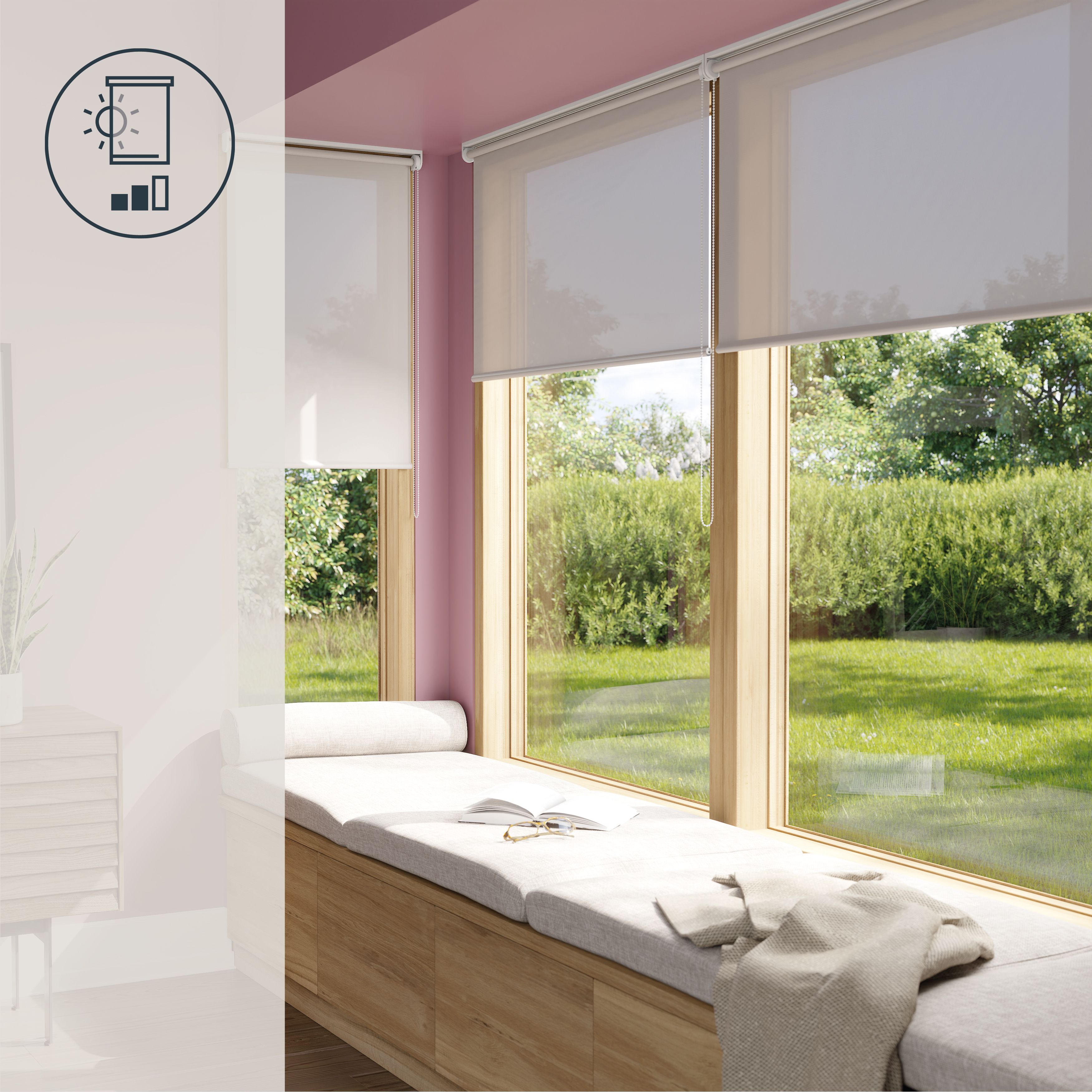 GoodHome Halo Corded Pearl grey Daylight Roller Blind (W)90cm (L)180cm