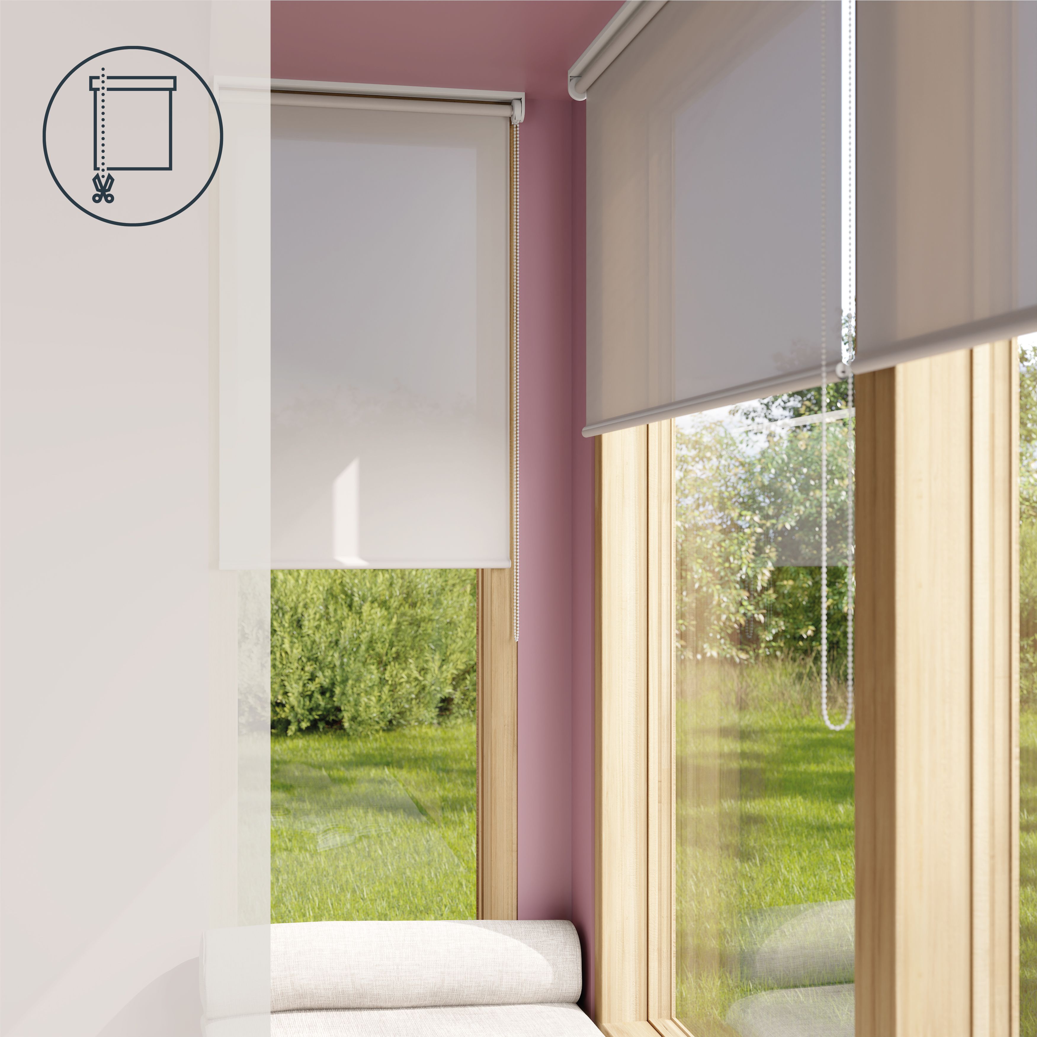 GoodHome Halo Corded Pearl grey Daylight Roller Blind (W)90cm (L)180cm