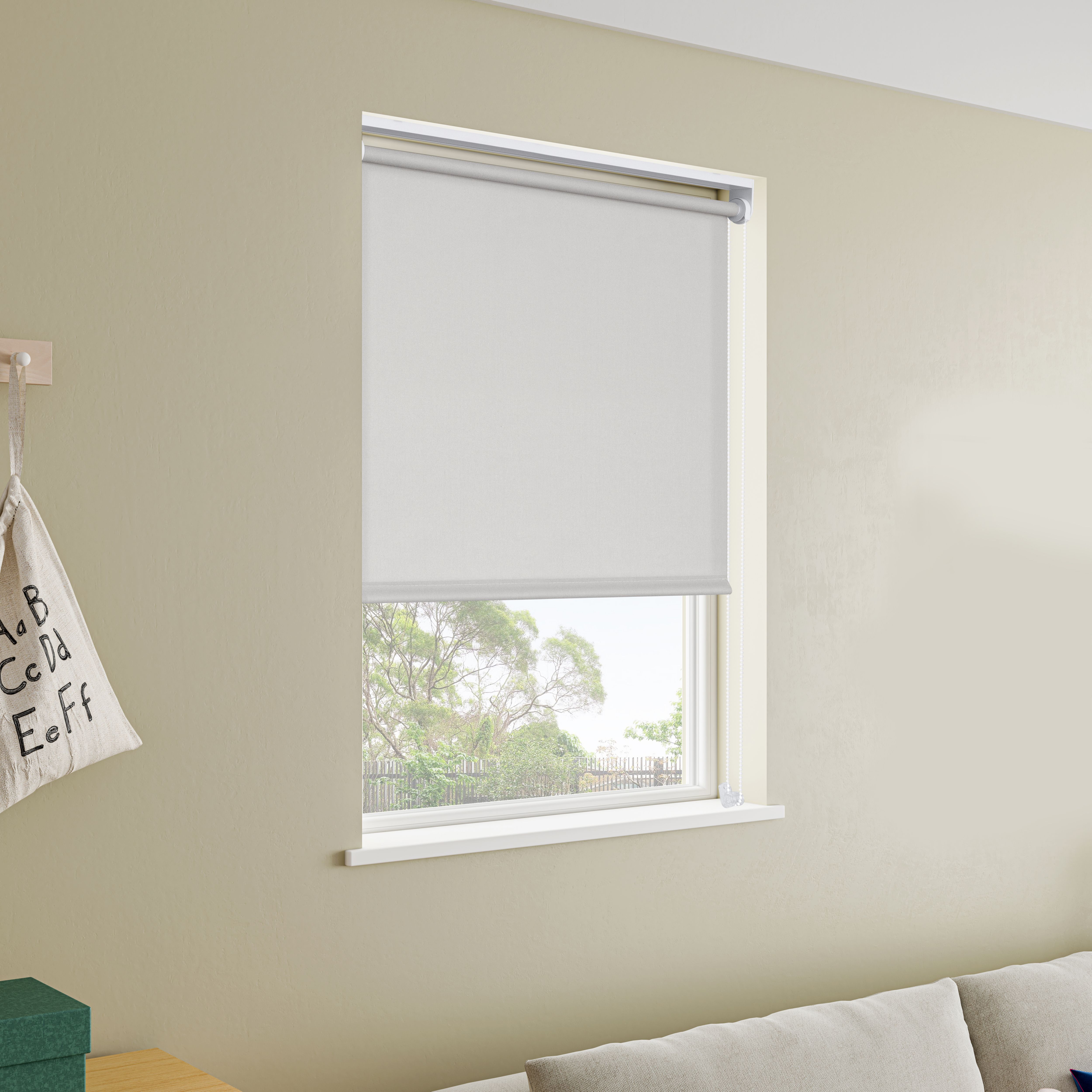 GoodHome Halo Corded Pearl grey Daylight Roller Blind (W)90cm (L)180cm