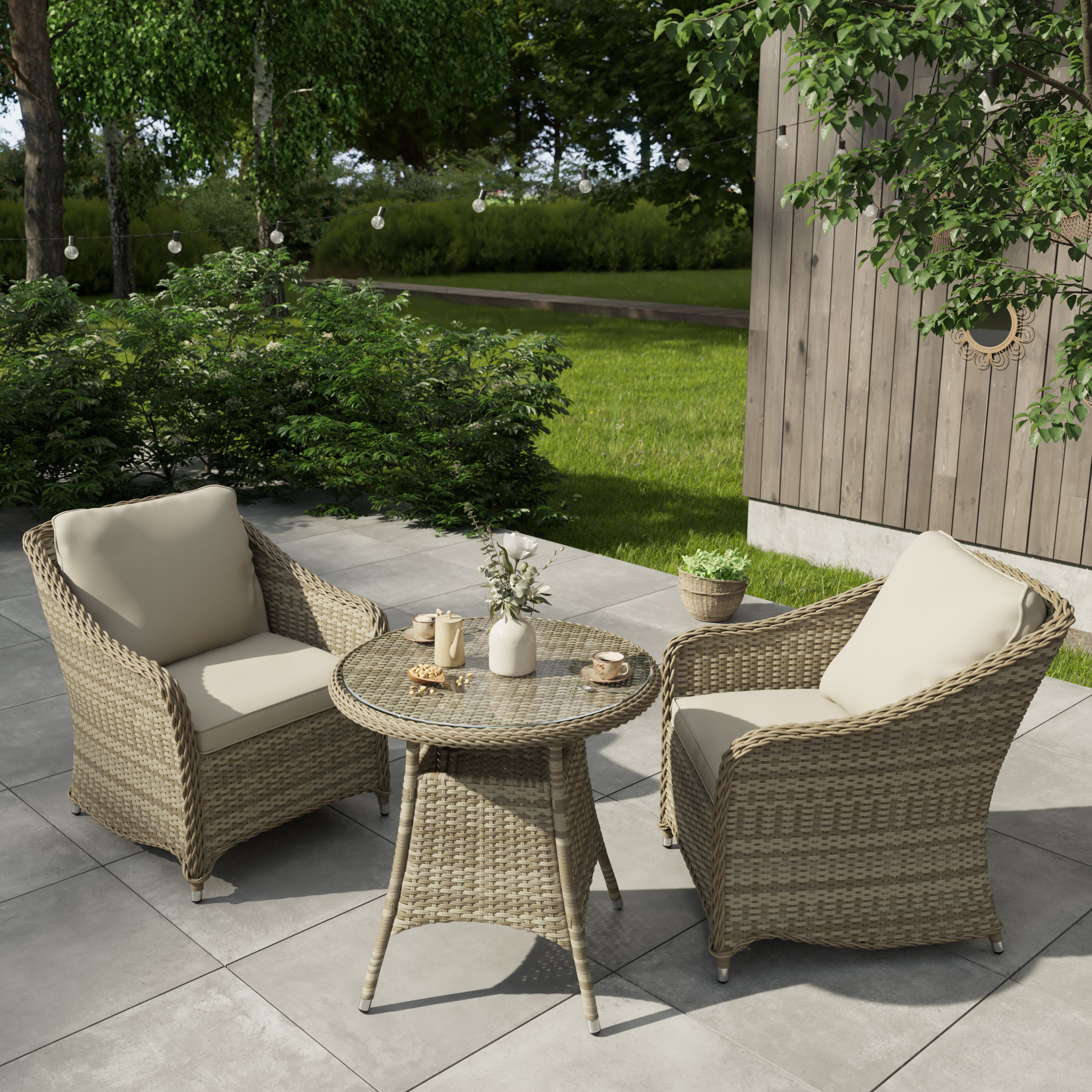 GoodHome Bari Metal 2 seater Bistro set DIY at B Q