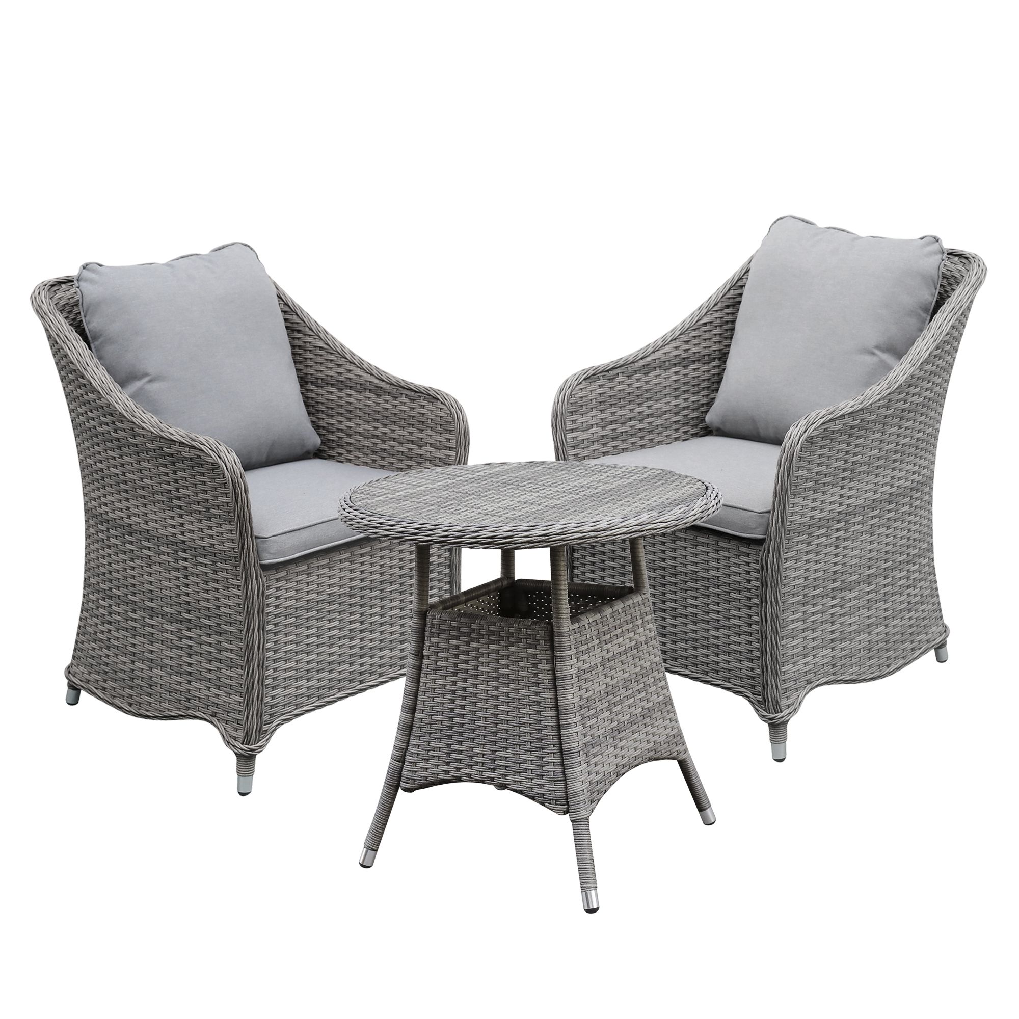 GoodHome Hamilton Steeple grey Rattan effect 2 seater Round Table