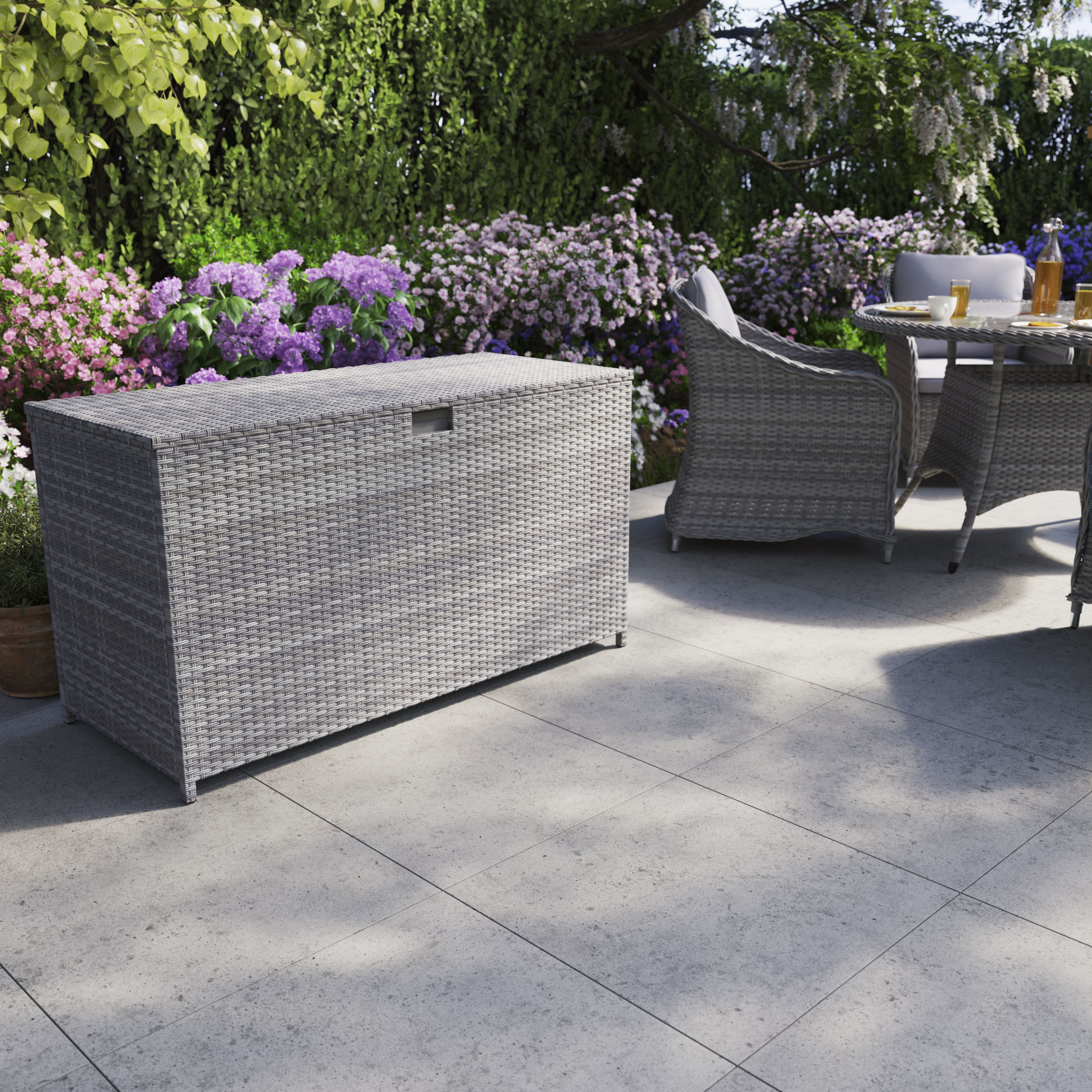 GoodHome Hamilton Steeple grey Rattan effect 2 seater Round Table