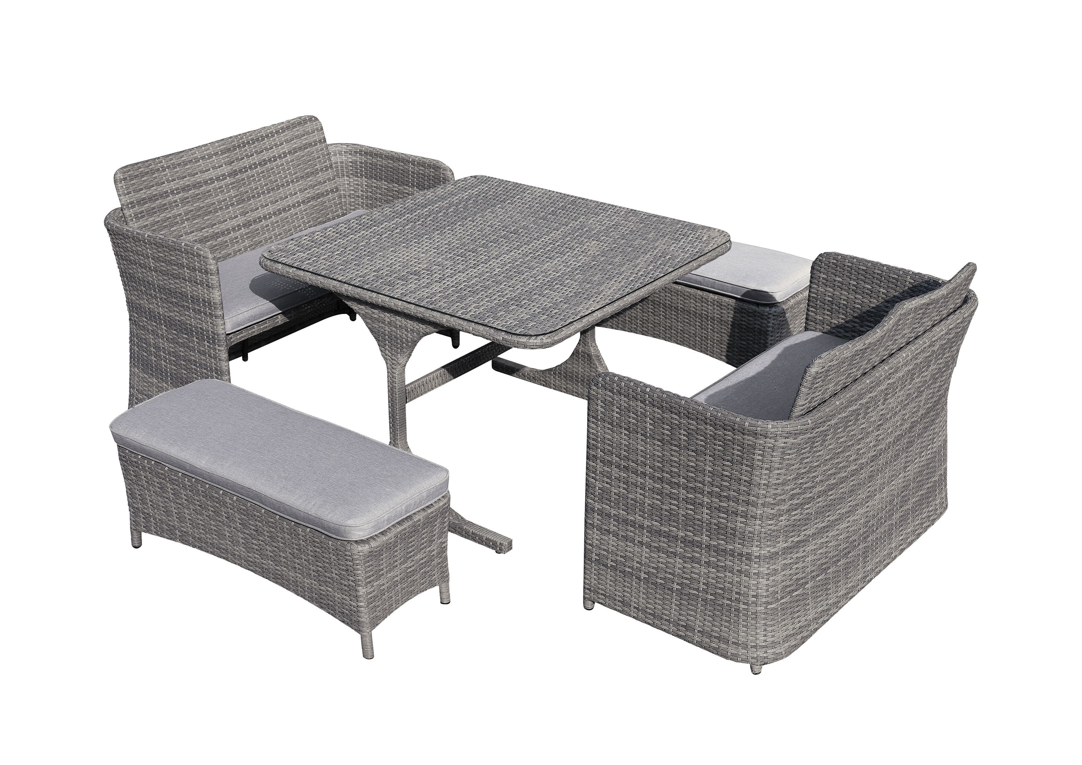 GoodHome Hamilton Steeple grey Rattan effect 8 Seater Dining set DIY at B&Q