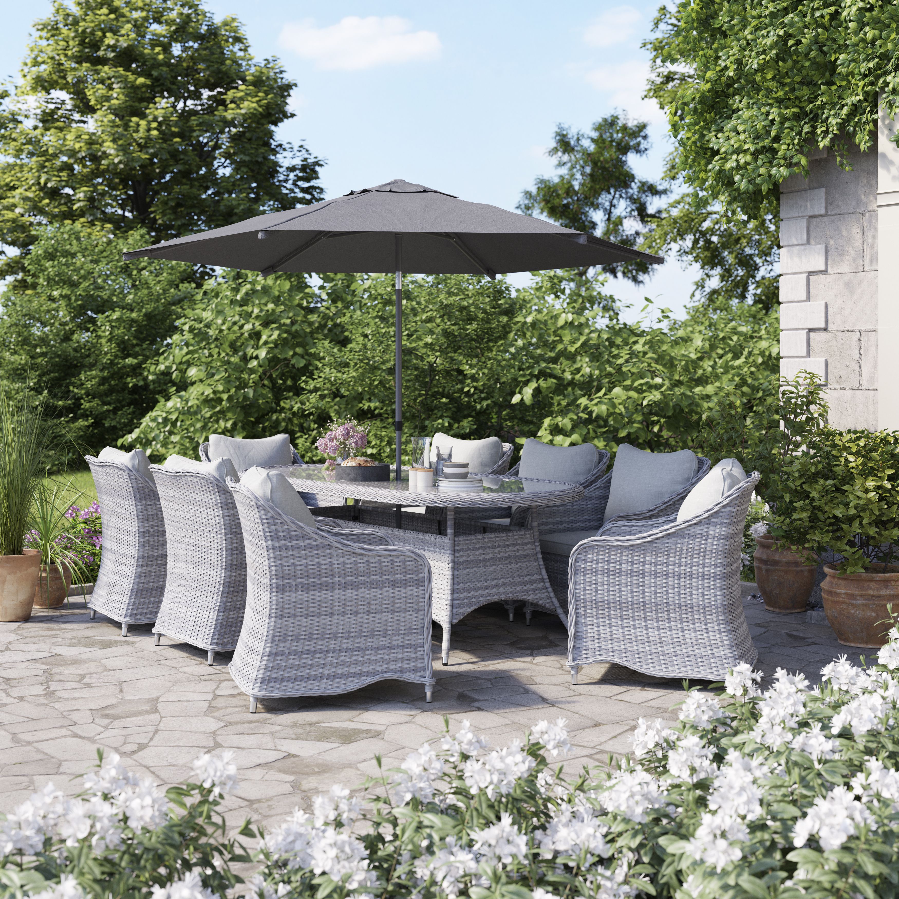 8 seater grey store rattan dining set