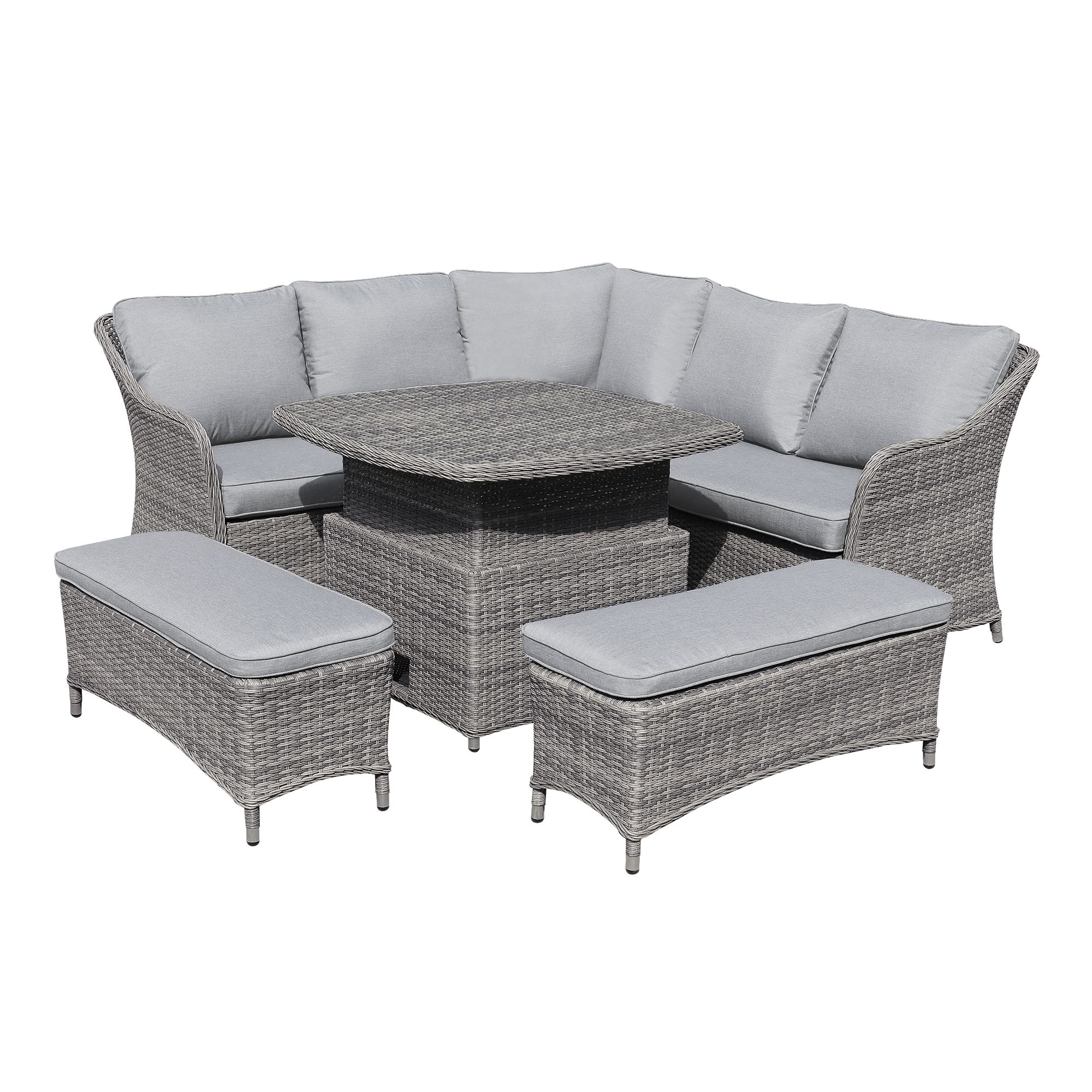 GoodHome Hamilton Steeple Grey Rattan Effect 8 Seater Garden Furniture ...