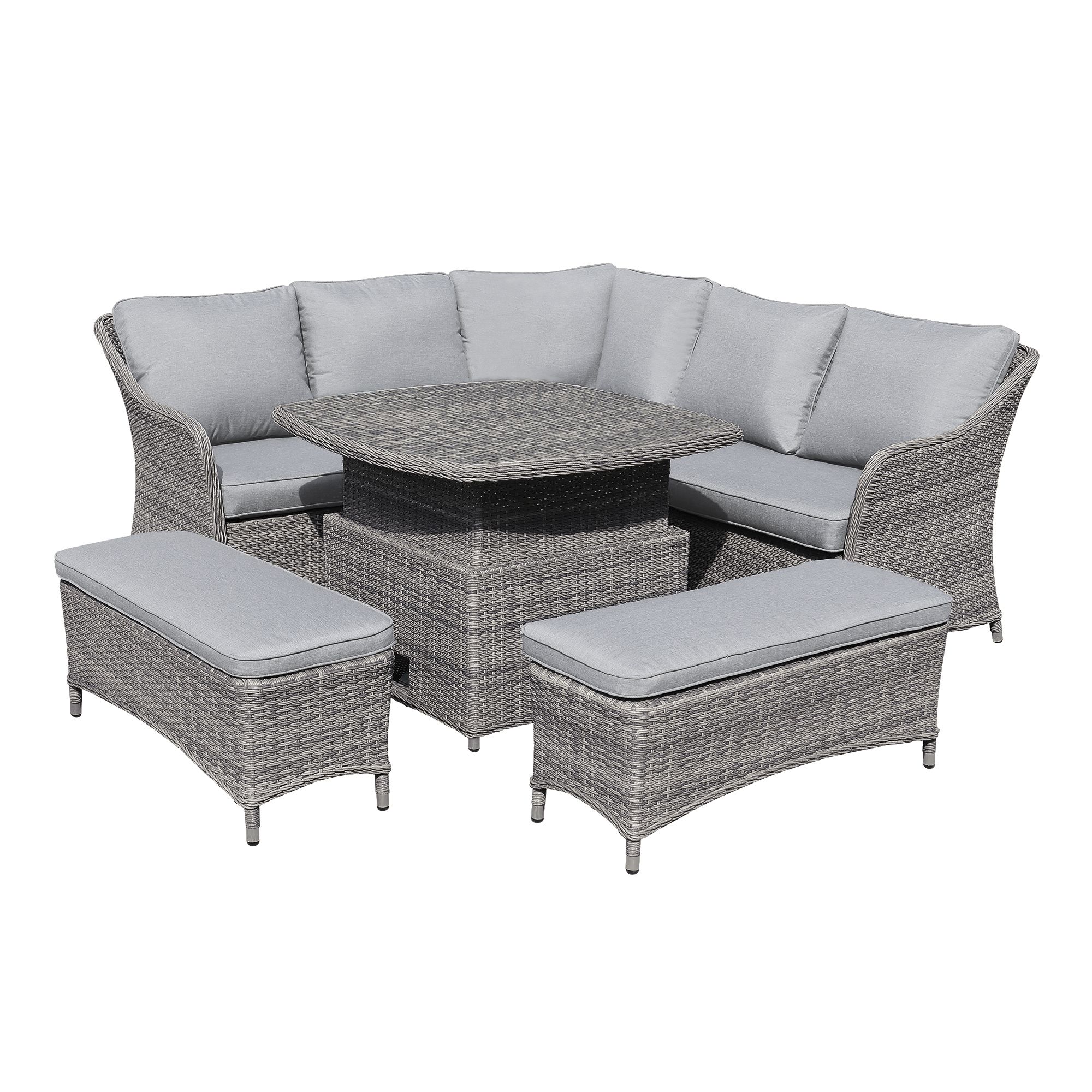 GoodHome Hamilton Steeple grey Rattan effect 8 Seater Garden furniture